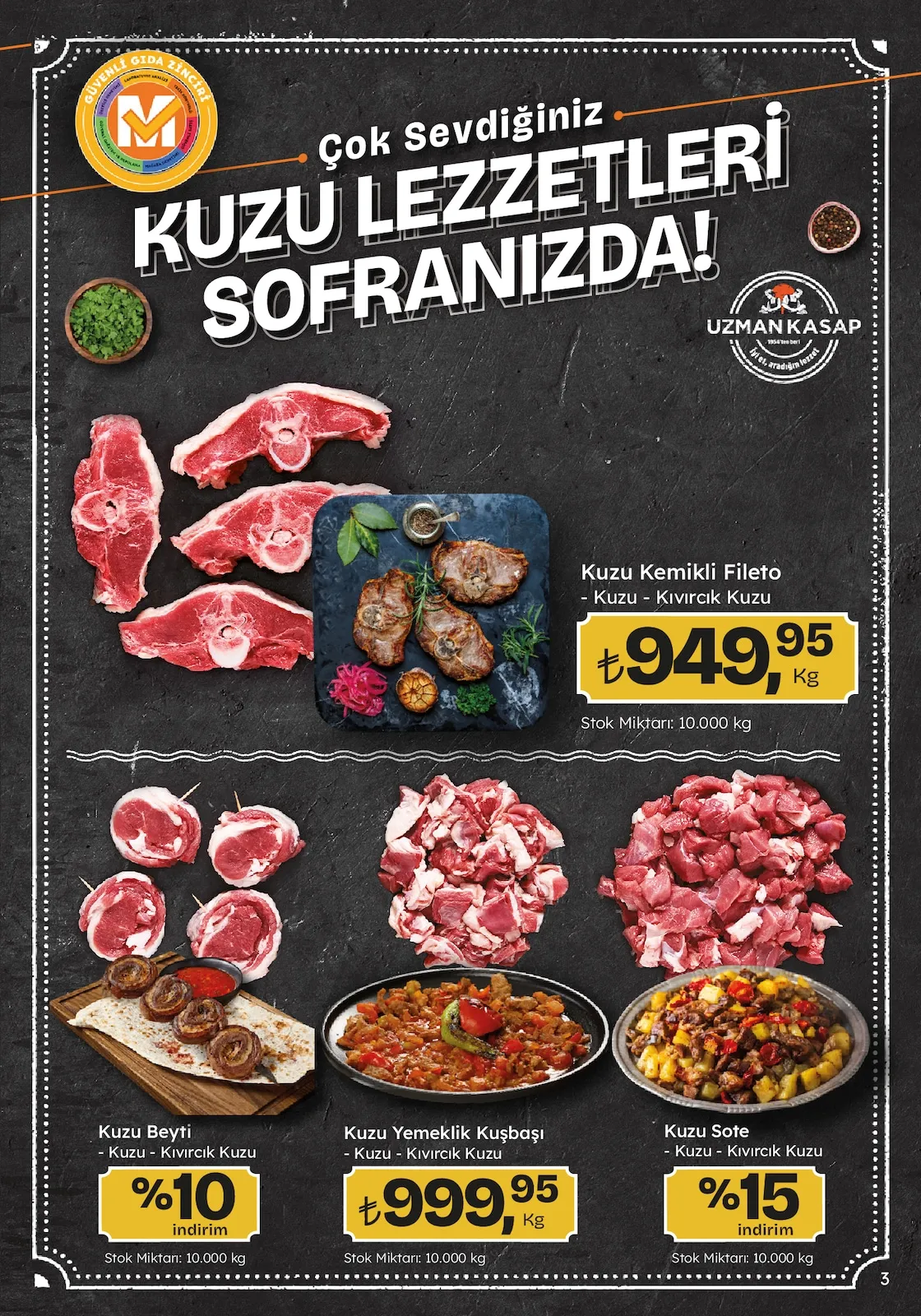 Migros Migros 26 Mart 2026 Aktüel Kataloğu sayfa 3: Kuzu Kemikli Fileto, Kuzu Yemeklik Kuşbaşı