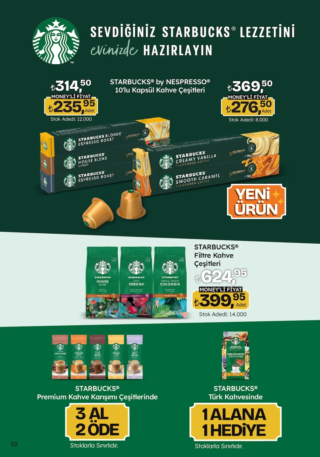 Migros Migros 26 Mart 2026 Aktüel Kataloğu sayfa 52: Starbucks Filtre Kahve Çeşitleri, Starbucks By Nespresso 10'Lu Kapsül Kahve Çeşitleri