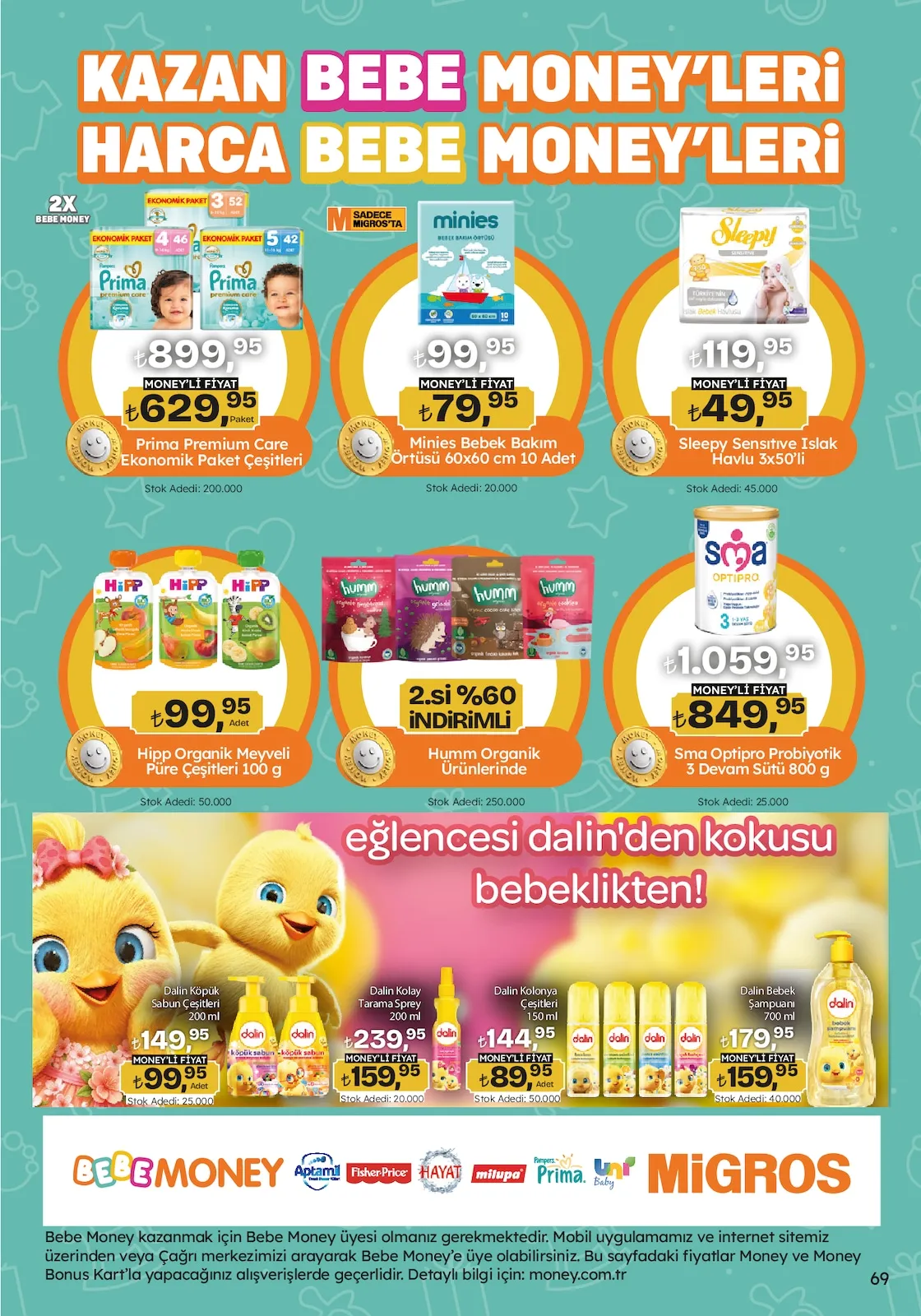Migros Migros 26 Mart 2026 Aktüel Kataloğu sayfa 69: Sleepy Sensitive Islak Havlu 3X50'Li, Sma Optipro Probiyotik 3 Devam Sütü 800 G