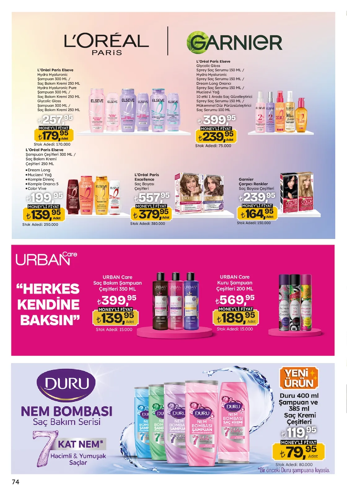 Migros Migros 26 Mart 2026 Aktüel Kataloğu sayfa 74: L'Oréal Paris Elseve Hydra Hyaluronic Şampuan 300 Ml / Saç Bakım Kremi 250 Ml, Garnier Çarpıcı Renkler Saç Boyası Çeşitleri