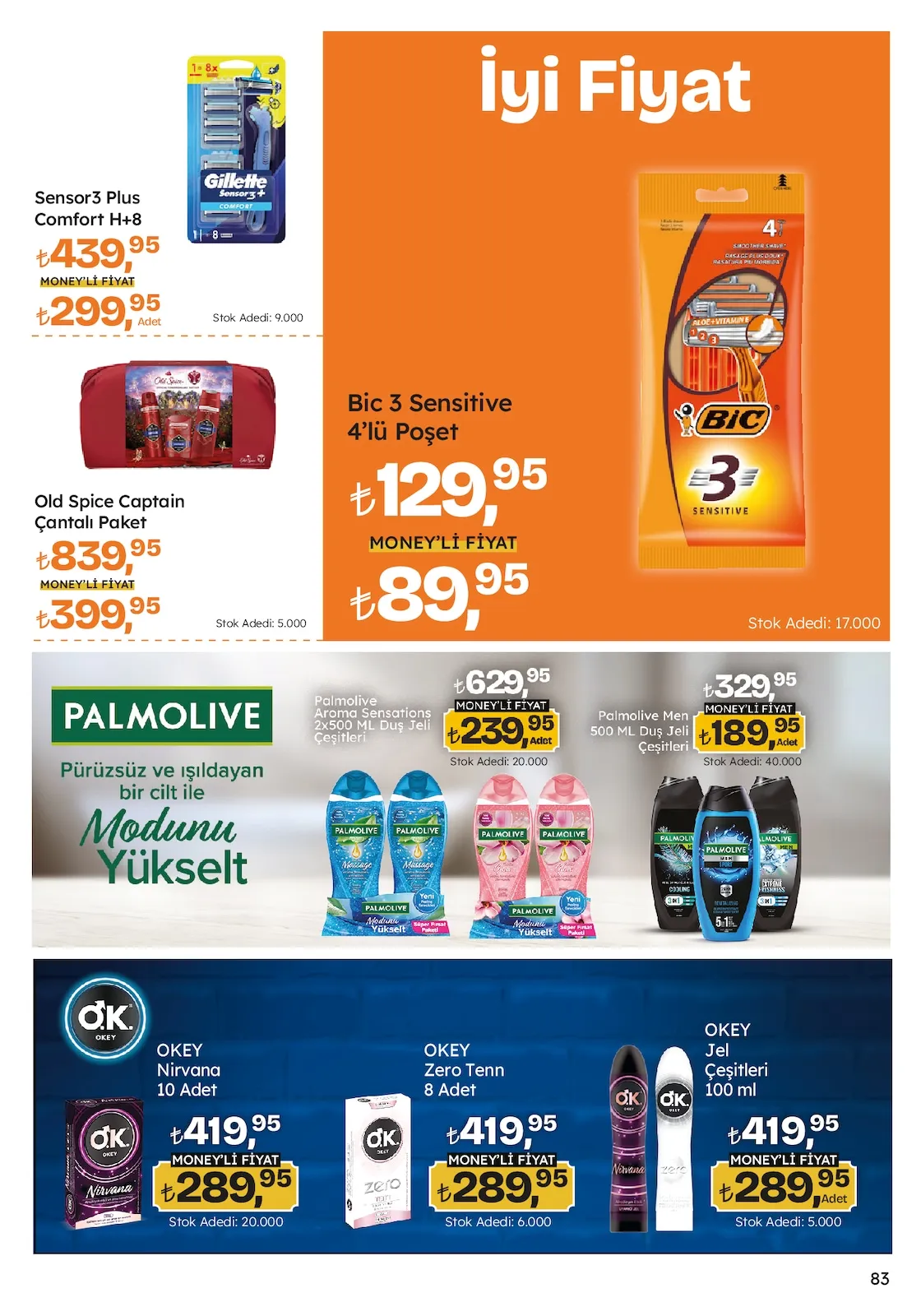 Migros Migros 26 Mart 2026 Aktüel Kataloğu sayfa 83: Bic 3 Sensitive 4'Lü Poşet, Old Spice Captain Çantalı Paket