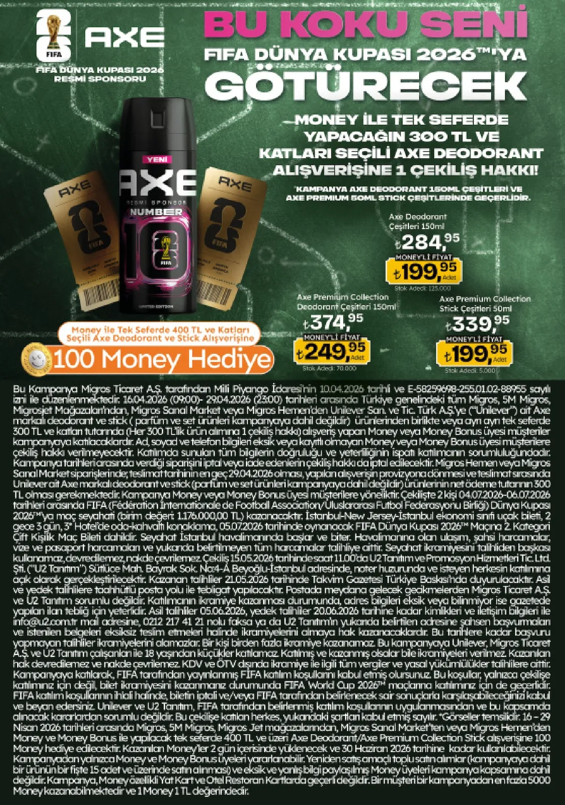 Migros Migros 16 Nisan 2026 Aktüel Kataloğu sayfa 105: Axe Deodorant, Axe Deodorant Çeşitleri 150Ml