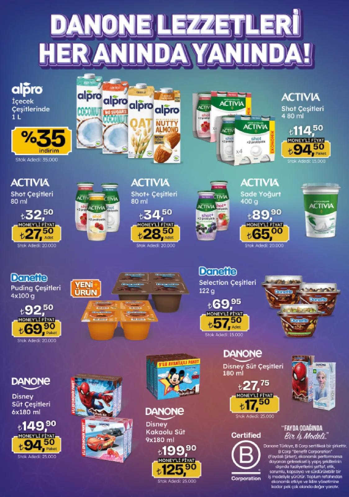 Migros Migros 16 Nisan 2026 Aktüel Kataloğu sayfa 33: Danone Disney Süt Çeşitleri 180 Ml, Activia Shot Çeşitleri 4 80 Ml