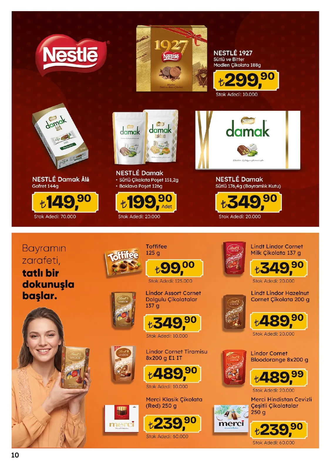 Migros Migros 14 Mayıs 2026 Aktüel Kataloğu sayfa 10: Nestle Damak Sütlü 176,4G (Bayramlık Kutu), Toffifee 125G