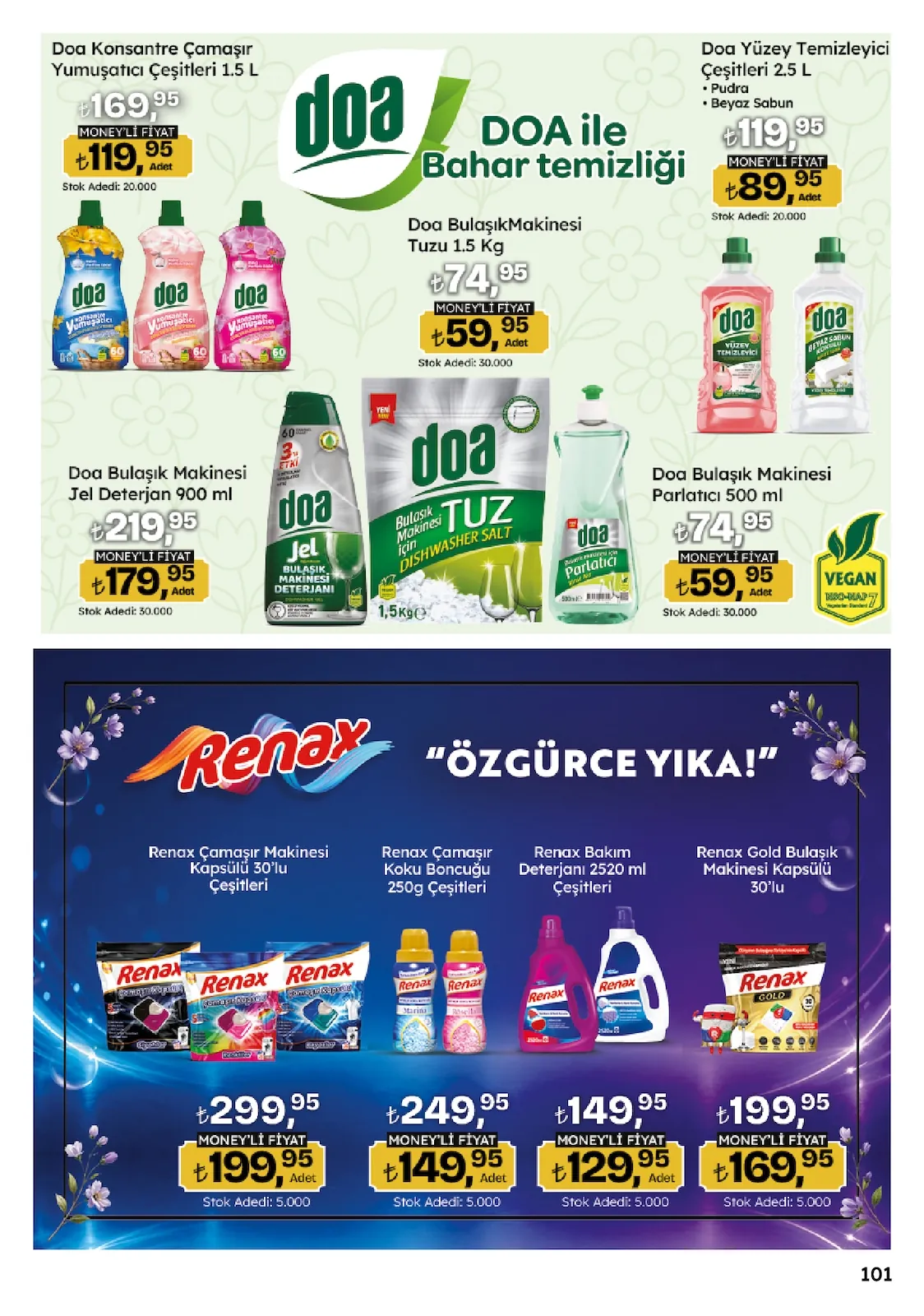 Migros Migros 14 Mayıs 2026 Aktüel Kataloğu sayfa 101: Doa Bulaşık Makinesi Parlatıcı 500 Ml, Doa Konsantre Çamaşır Yumuşatıcı Çeşitleri 1.5 L