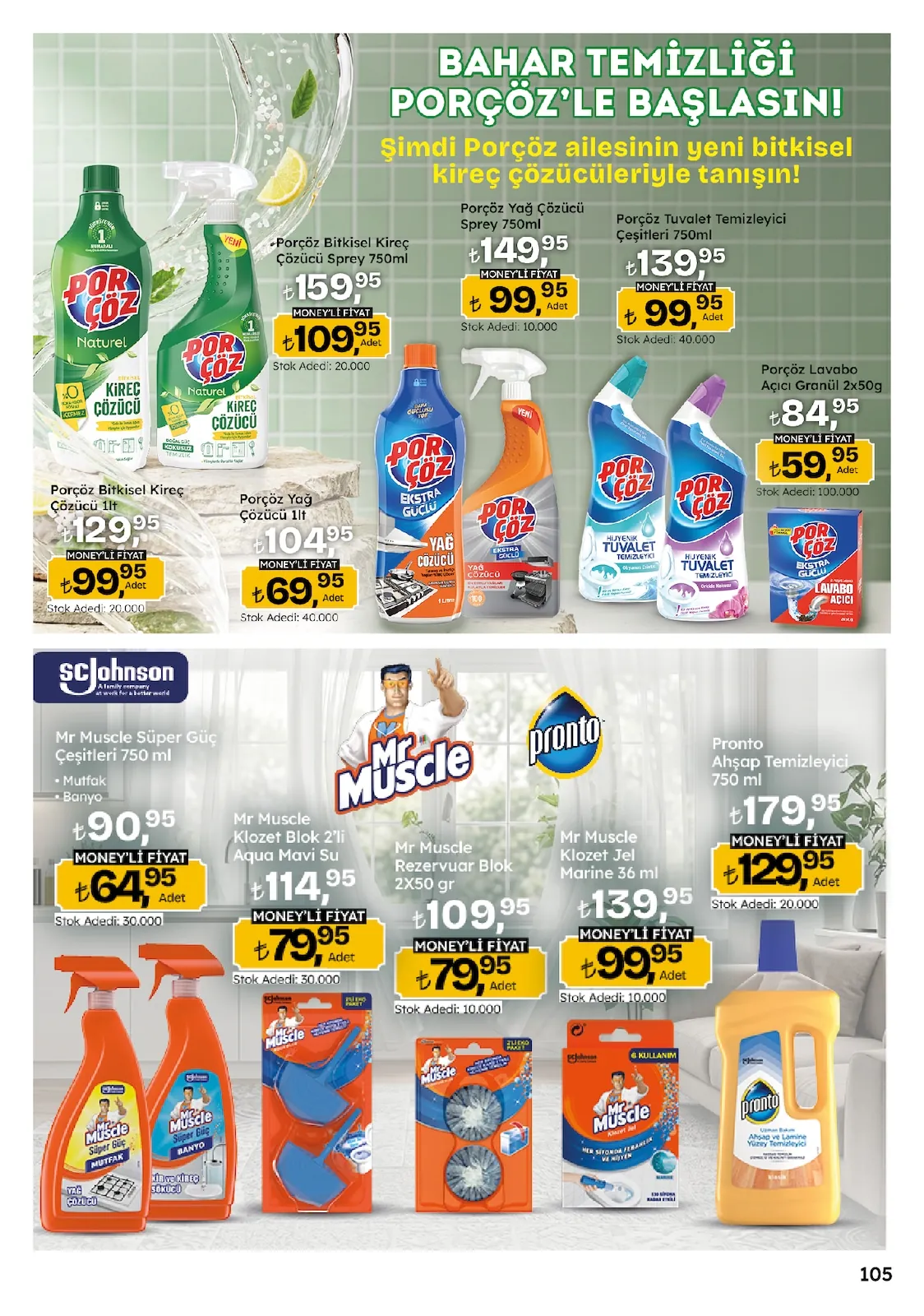 Migros Migros 14 Mayıs 2026 Aktüel Kataloğu sayfa 105: Mr Muscle Süper Güç Çeşitleri 750 Ml, Pronto Ahşap Temizleyici 750 Ml