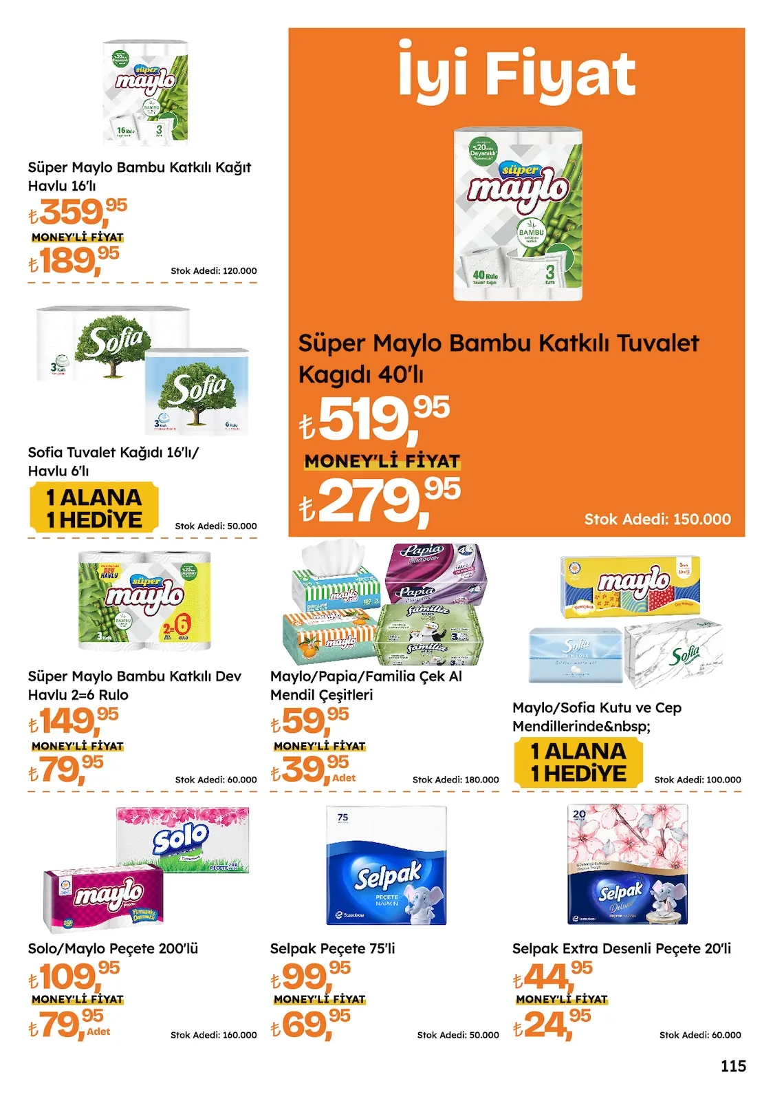 Migros Migros 14 Mayıs 2026 Aktüel Kataloğu sayfa 115: Süper Maylo Bambu Katıklı Dev Havlu 2=6 Rulo, Süper Maylo Bambu Katıklı Kağıt Havlu 16'Lı