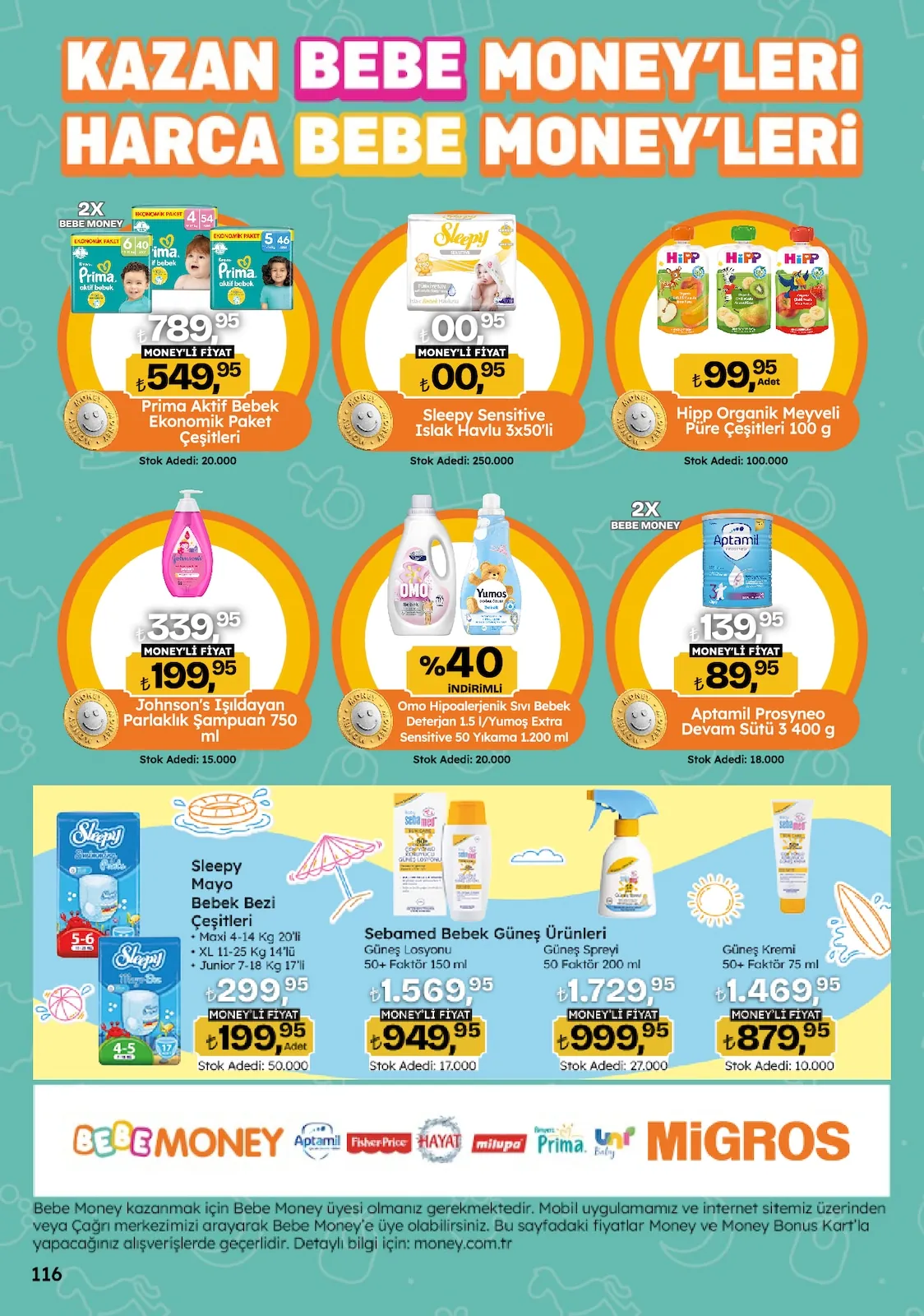 Migros Migros 14 Mayıs 2026 Aktüel Kataloğu sayfa 116: Sleepy Sensitive Islak Havlu 3X50'Li, Johnson'S Işıldayan Parlaklık Şampuan 750 Ml