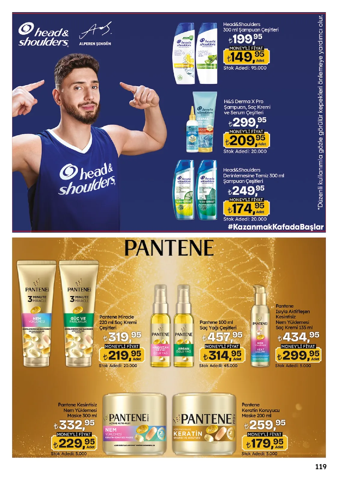 Migros Migros 14 Mayıs 2026 Aktüel Kataloğu sayfa 119: Head & Shoulders Derinlemesine Temiz Şampuan Çeşitleri 300 Ml, Pantene Saç Yağı Çeşitleri 100 Ml