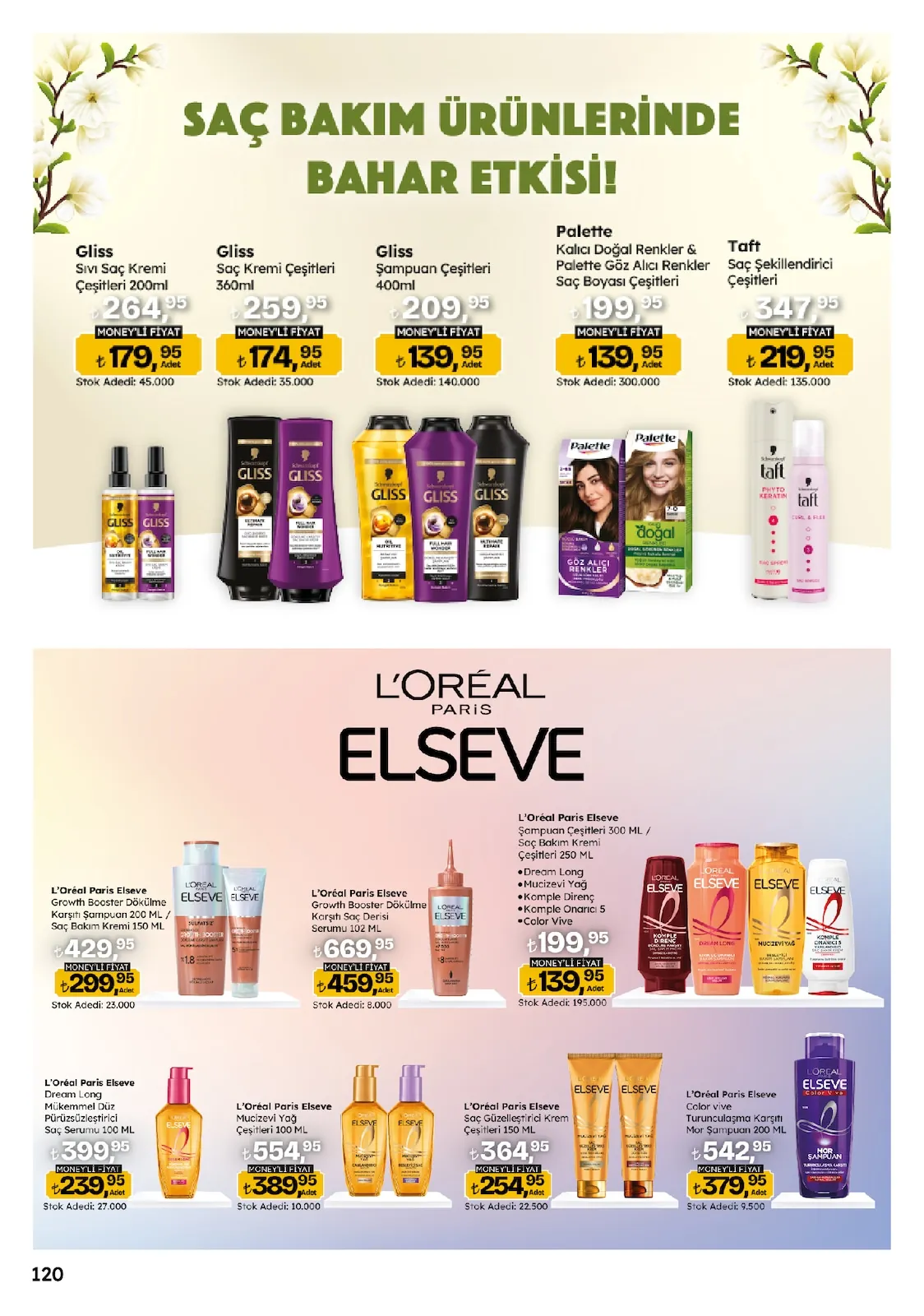 Migros Migros 14 Mayıs 2026 Aktüel Kataloğu sayfa 120: L'Oréal Paris Elseve Saç Güzelleştirici Krem Çeşitleri 150 Ml, L'Oréal Paris Elseve Color Vive Turunculasma Karşıtı Mor Şampuan 200 Ml