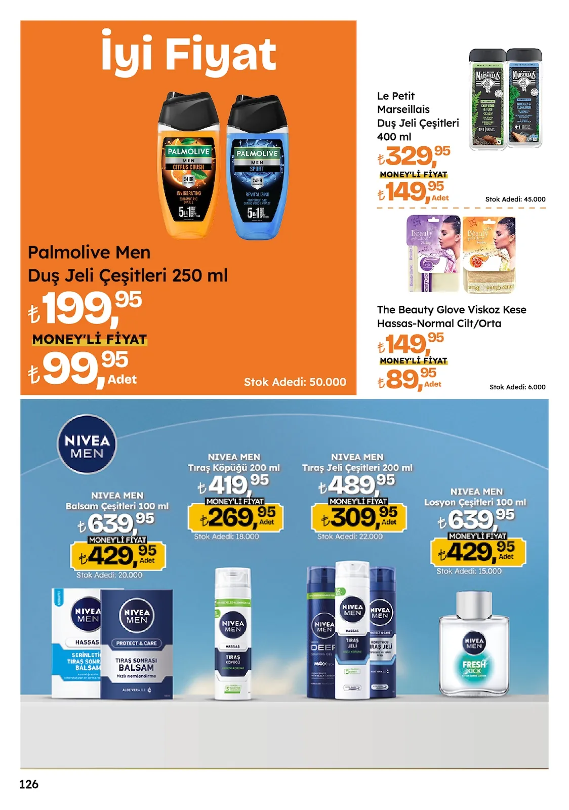 Migros Migros 14 Mayıs 2026 Aktüel Kataloğu sayfa 126: Palmolive Men Duş Jeli Çeşitleri 250 Ml, The Beauty Glove Visköz Kese Hassas-Normal Cilt/Orta