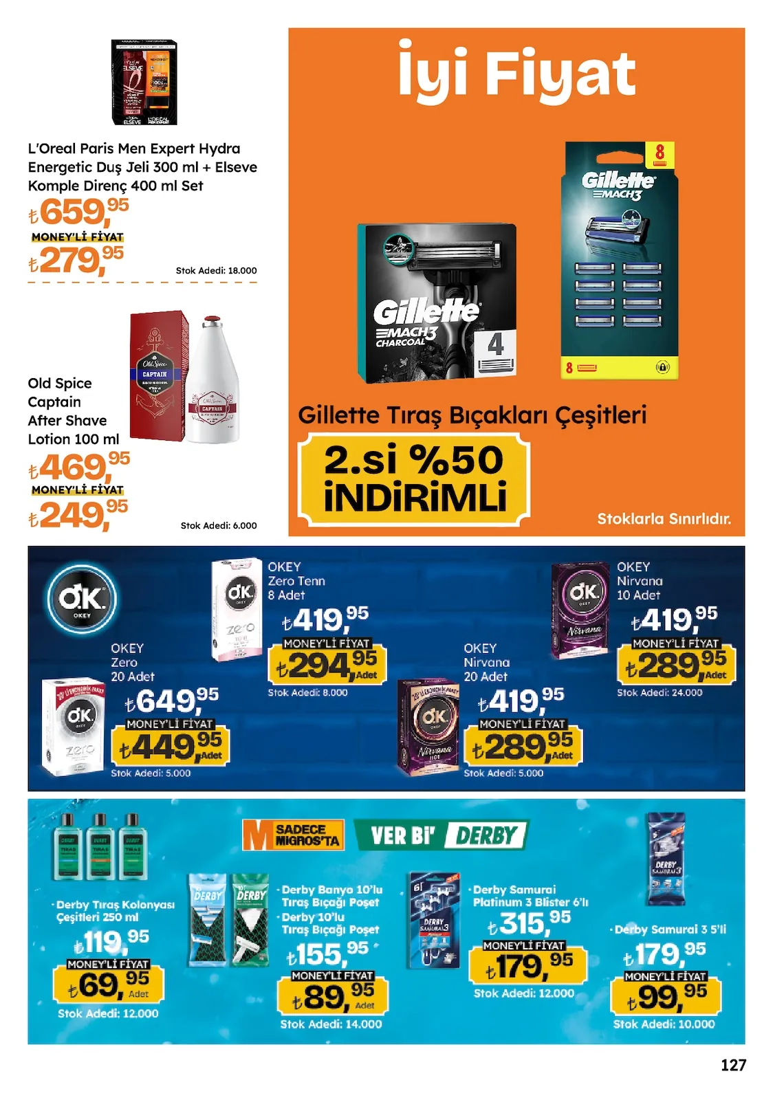 Migros Migros 14 Mayıs 2026 Aktüel Kataloğu sayfa 127: L'Oreal Paris Men Expert Hydra Energetic Duş Jeli 300 Ml + Elseve Komple Direnç 400 Ml Set, Derby Samurai 3 5'Li