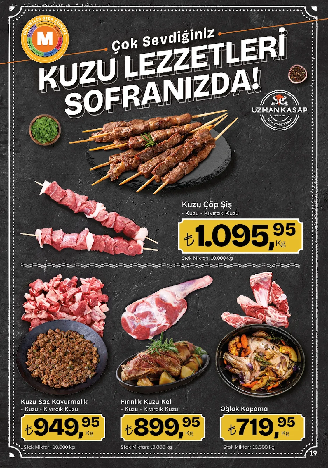 Migros Migros 14 Mayıs 2026 Aktüel Kataloğu sayfa 19: Kuzu Sac Kavurmalik - Kuzu - Kıvırcık Kuzu 1 Kg, Fırınlık Kuzu Kol - Kuzu - Kıvırcık Kuzu 1 Kg