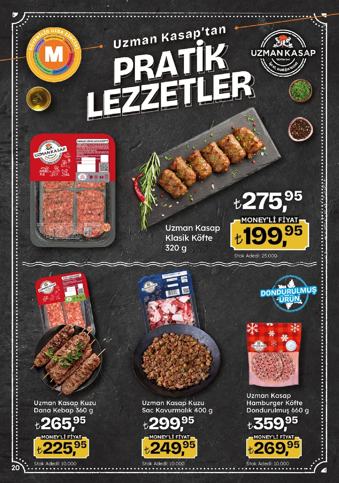 Migros Migros 14 Mayıs 2026 Aktüel Kataloğu sayfa 20: Uzman Kasap Klasik Köfte 320 G, Uzman Kasap Kuzu Dana Kebap 360 G