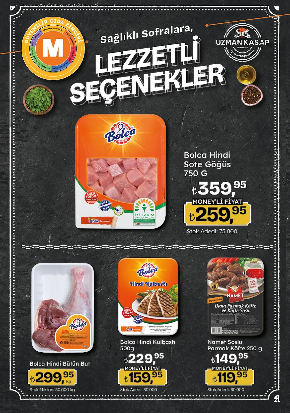 Migros Migros 14 Mayıs 2026 Aktüel Kataloğu sayfa 21: Bolca Hindi Sote Göğüs 750 G, Bolca Hindi Külbasti 500G