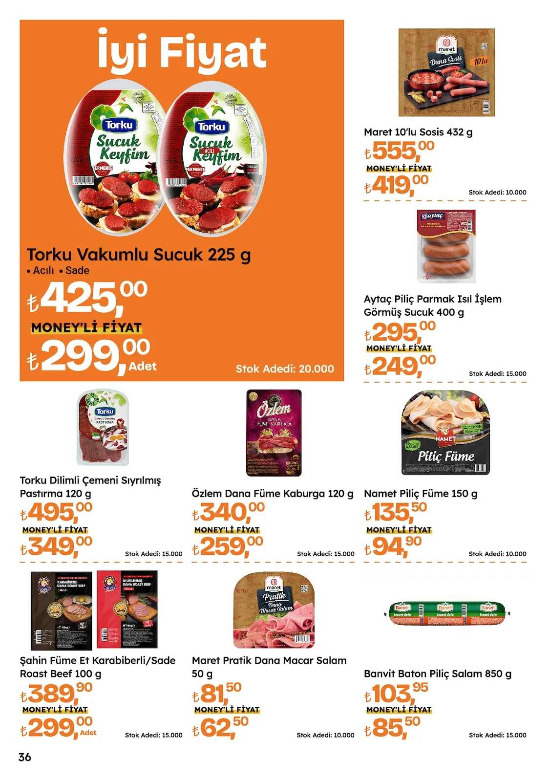 Migros Migros 14 Mayıs 2026 Aktüel Kataloğu sayfa 36: Torku Sucuk Keyfim 225 G, Özlem Dana Füme Kaburga 120 G