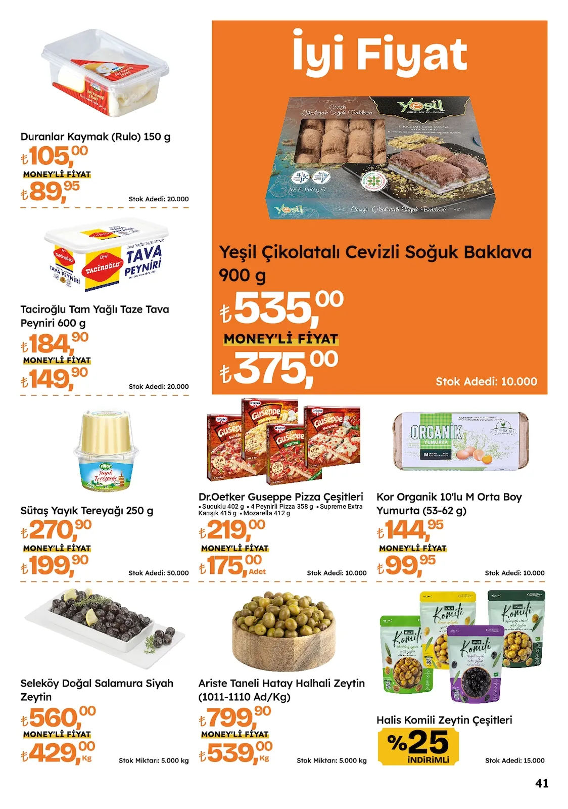 Migros Migros 14 Mayıs 2026 Aktüel Kataloğu sayfa 41: Yeşil Çikolatalı Cevizli Soğuk Baklava 900G, Dr.Oetker Giuseppe Pizza Çeşitleri