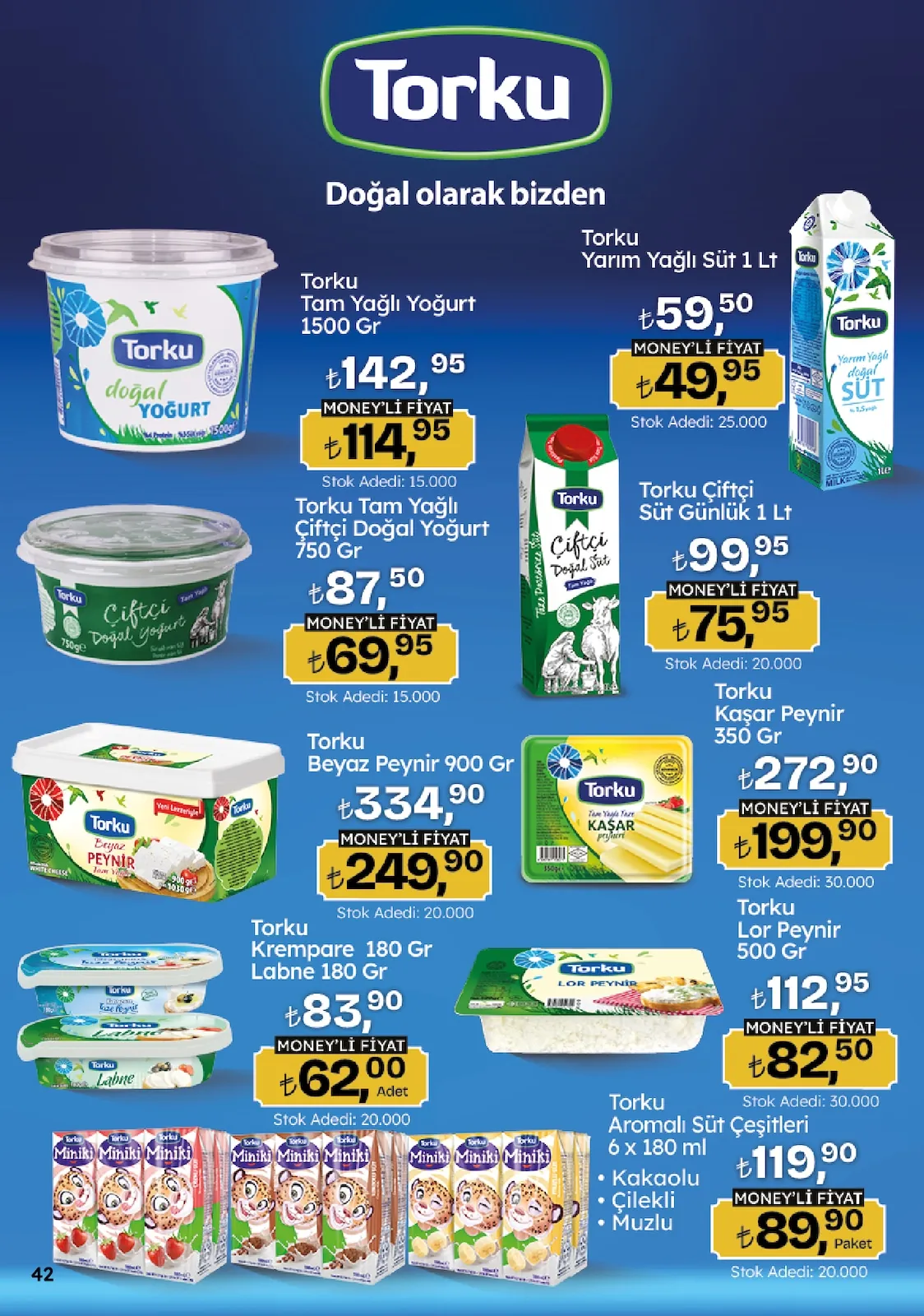 Migros Migros 14 Mayıs 2026 Aktüel Kataloğu sayfa 42: Torku Yarım Yağlı Süt 1 Lt, Torku Lor Peynir 500 Gr