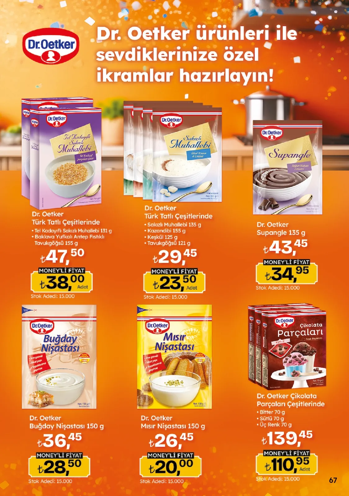 Migros Migros 14 Mayıs 2026 Aktüel Kataloğu sayfa 67: Dr. Oetker Çikolata Parçaları Çeşitleri 70G, Dr. Oetker Buğday Nişastası 150G