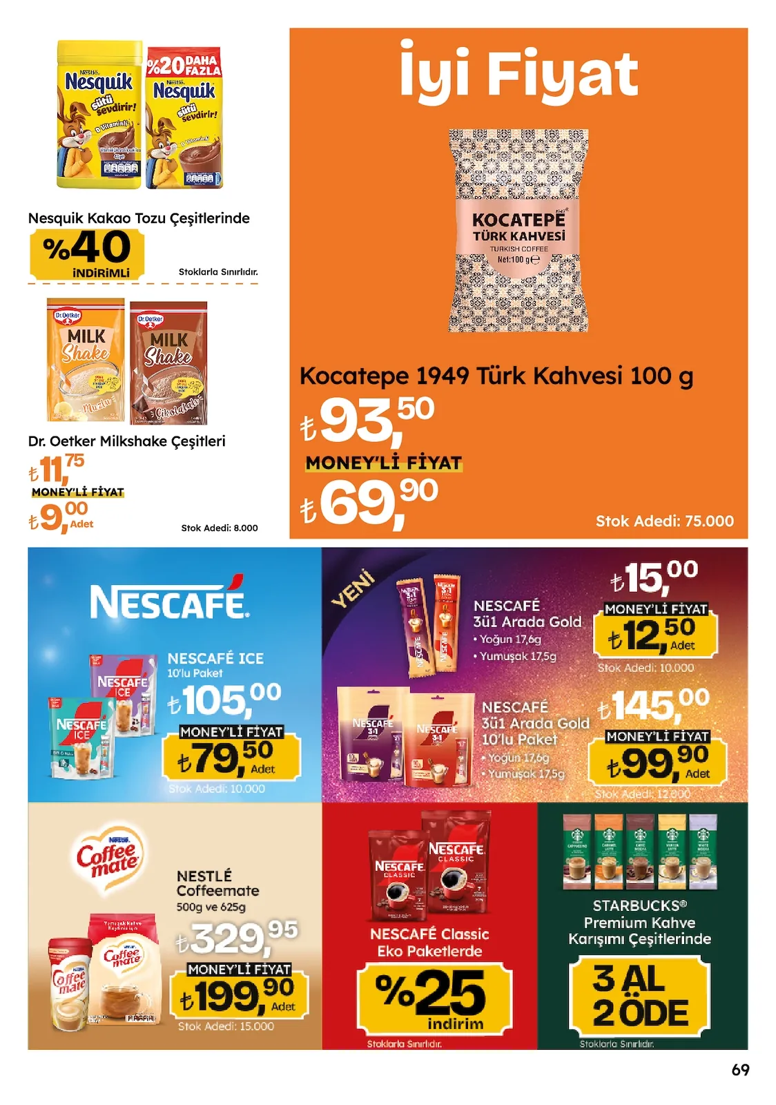 Migros Migros 14 Mayıs 2026 Aktüel Kataloğu sayfa 69: Kocatepe 1949 Türk Kahvesi 100 G, Nescafé Ice 10'Lu Paket