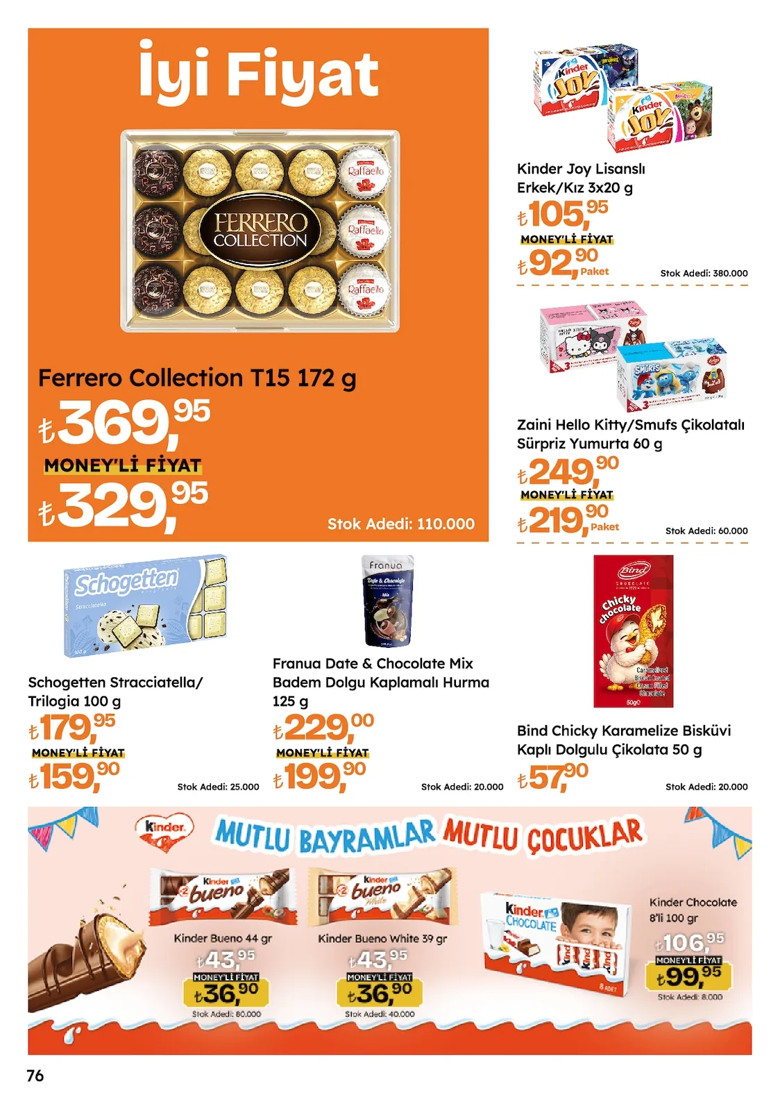 Migros Migros 14 Mayıs 2026 Aktüel Kataloğu sayfa 76: Ferrero Collection T15 172 G, Bind Chicky Karamelize Bisküvi Kaplı Dolgulu Çikolata 50 G