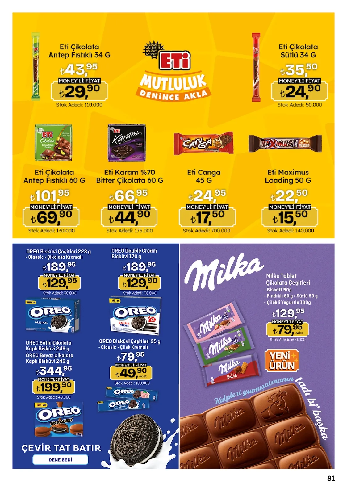 Migros Migros 14 Mayıs 2026 Aktüel Kataloğu sayfa 81: Eti Çikolata Antep Fıstıklı 60 G, Eti Karam %70 Bitter Çikolata 60 G