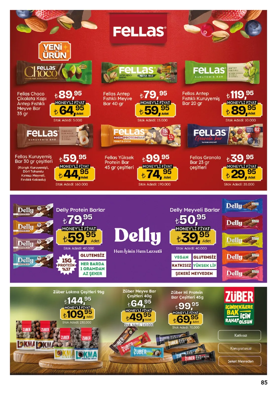 Migros Migros 14 Mayıs 2026 Aktüel Kataloğu sayfa 85: Züber Lokma Çeşitleri 96G, Delly Meyveli Bar