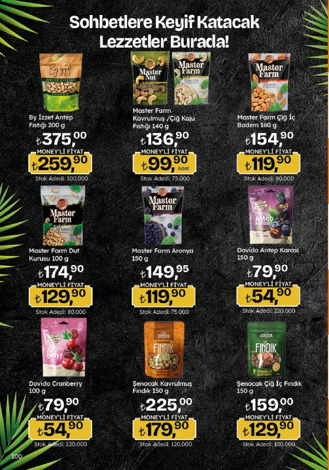 Migros Migros 4 Haziran 2026 Aktüel Kataloğu sayfa 100: Byizzet Antep Fıstığı 200 G, Master Farm Dut Kurusu 100 G