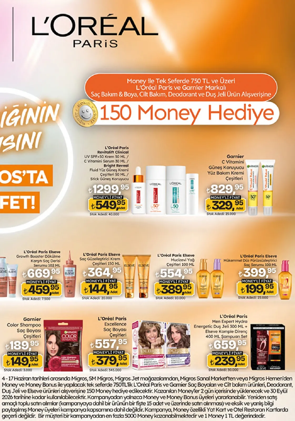 Migros Migros 4 Haziran 2026 Aktüel Kataloğu sayfa 13: Garnier Color Shampoo Saç Boyası Çeşitleri, L'Oreal Paris Elseve Mucizevi Yağ Çeşitleri 100 Ml