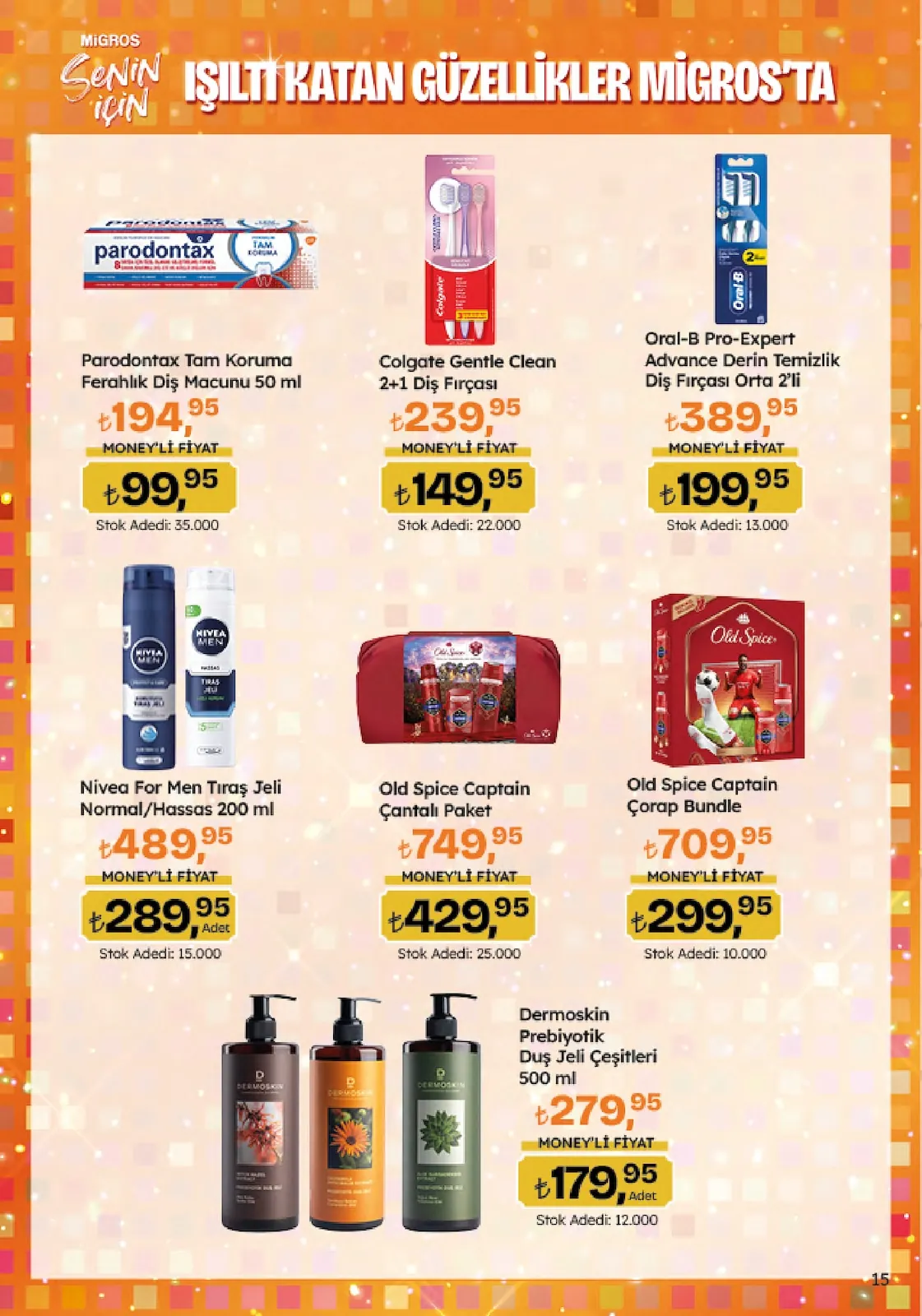 Migros Migros 4 Haziran 2026 Aktüel Kataloğu sayfa 15: Nivea For Men Tıraş Jeli Normal/Hassas 200 Ml, Colgate Gentle Clean 2+1 Diş Fırçası