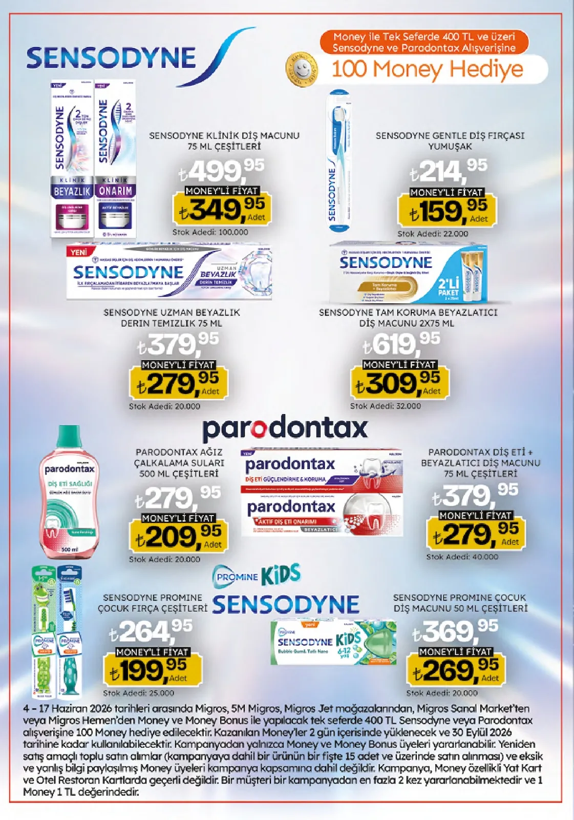 Migros Migros 4 Haziran 2026 Aktüel Kataloğu sayfa 16: Sensodyne Promine Çocuk Diş Macunu 50 Ml Çeşitleri, Sensodyne Promine Çocuk Fırça Çeşitleri