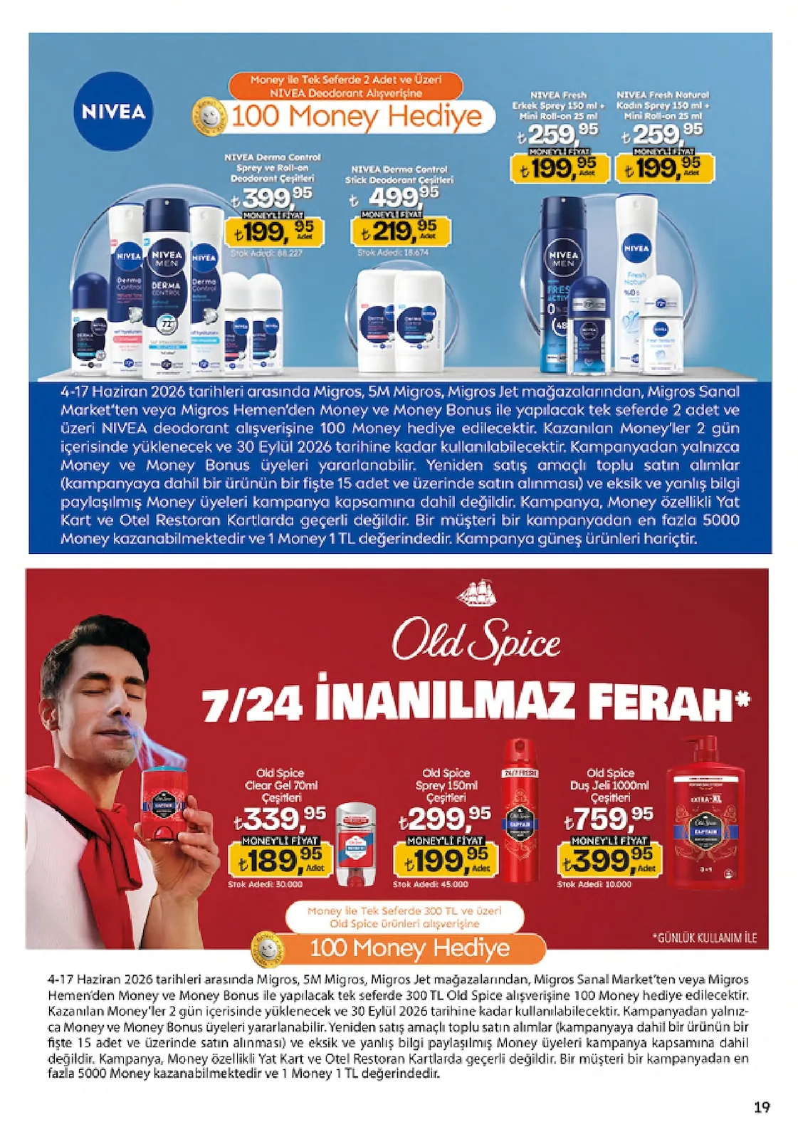 Migros Migros 4 Haziran 2026 Aktüel Kataloğu sayfa 19: Nivea Derma Control Sprey Ve Roll-On Deodorant Çeşitleri, Nivea Derma Control Stick Deodorant Çeşitleri