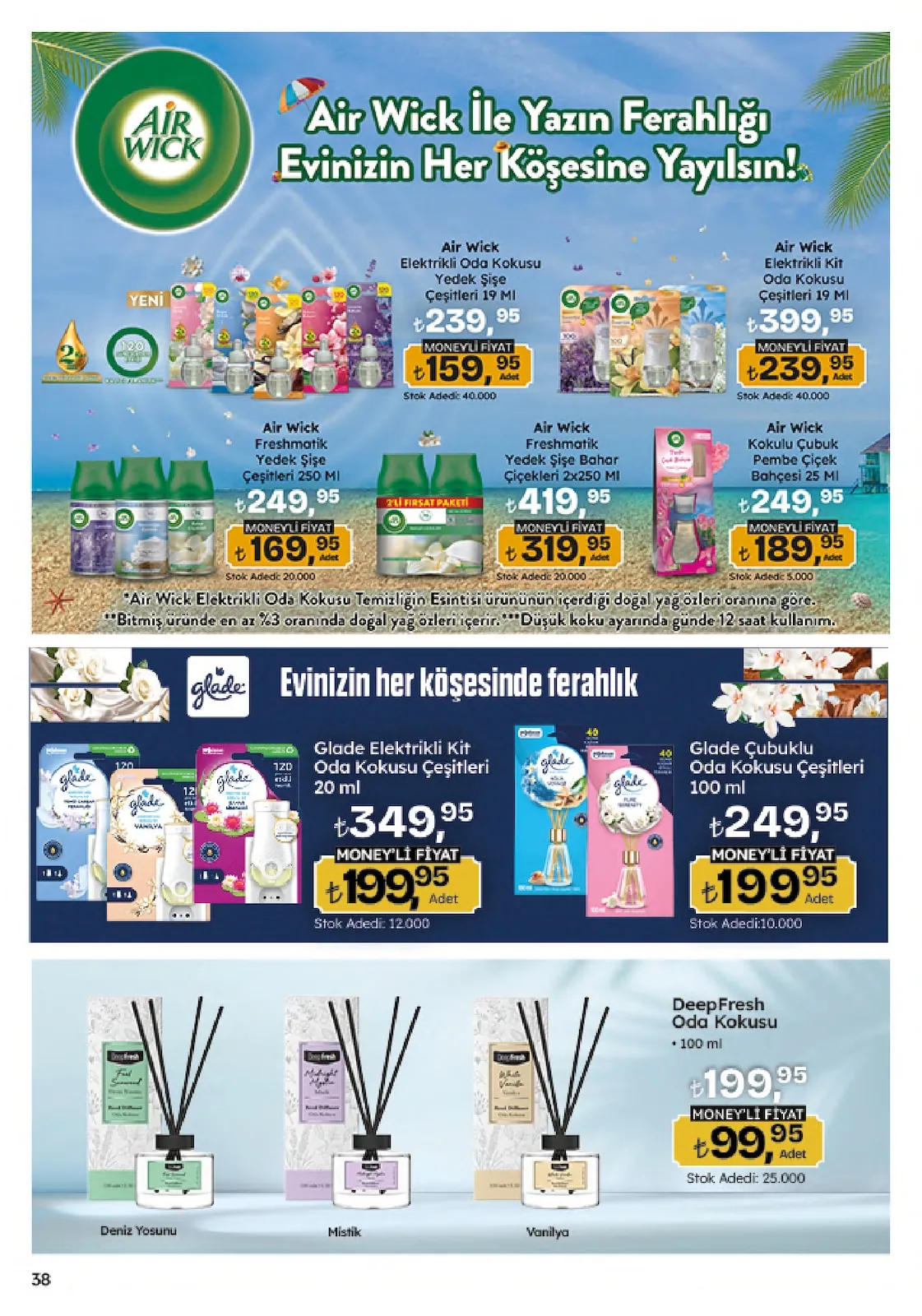 Migros Migros 4 Haziran 2026 Aktüel Kataloğu sayfa 38: Glade Çubuklu Oda Kokusu Çeşitleri 100 Ml, Air Wick Elektrikli Kit Oda Kokusu Çeşitleri 19 Ml