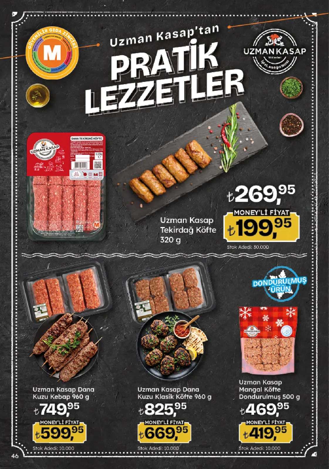Migros Migros 4 Haziran 2026 Aktüel Kataloğu sayfa 46: Uzman Kasap Tekirdağ Köfte 320 G, Uzman Kasap Dana Kuzu Kebap 960 G