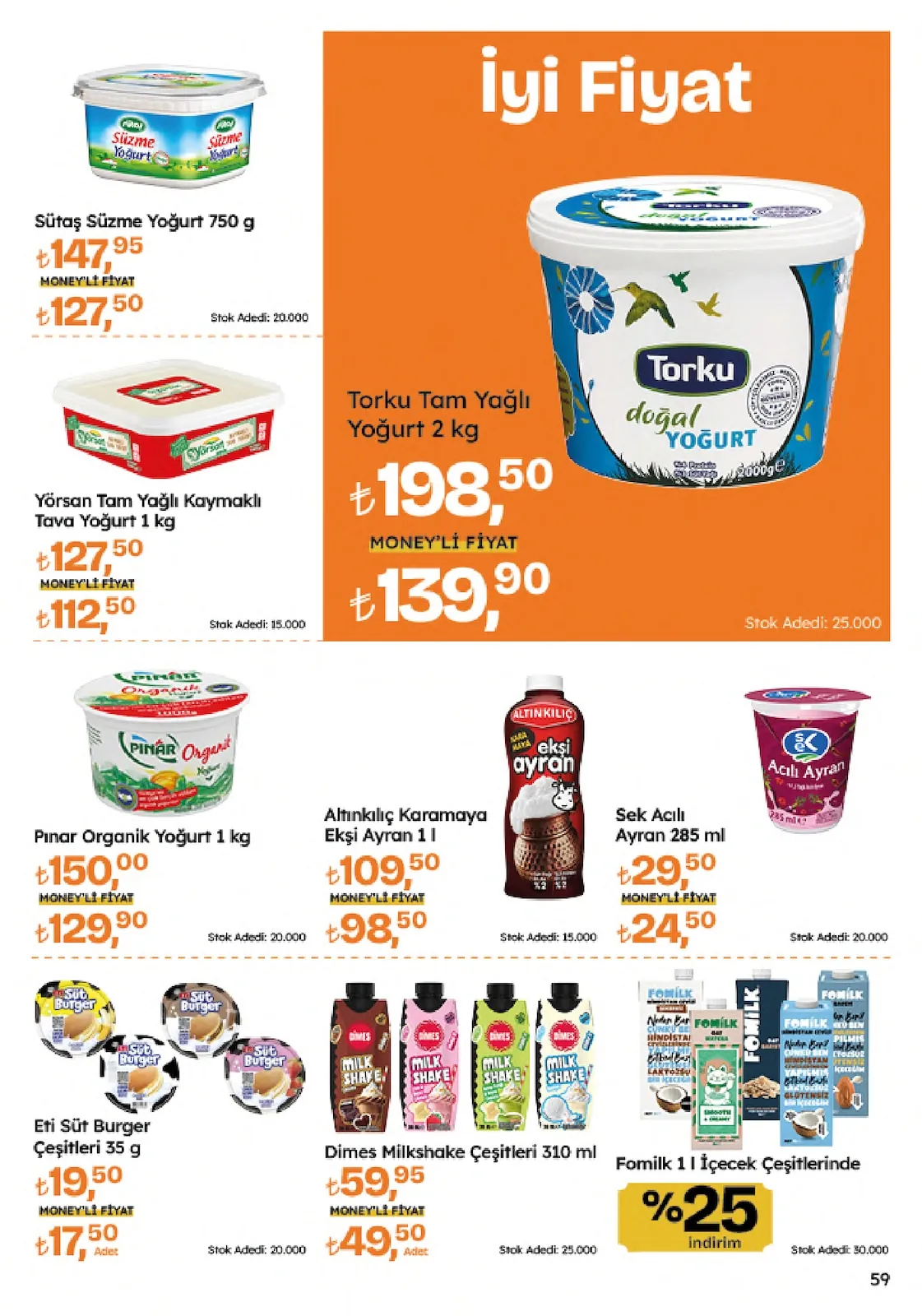 Migros Migros 4 Haziran 2026 Aktüel Kataloğu sayfa 59: Torku Tam Yağlı Yoğurt 2 Kg, Pınar Organik Yoğurt 1 Kg