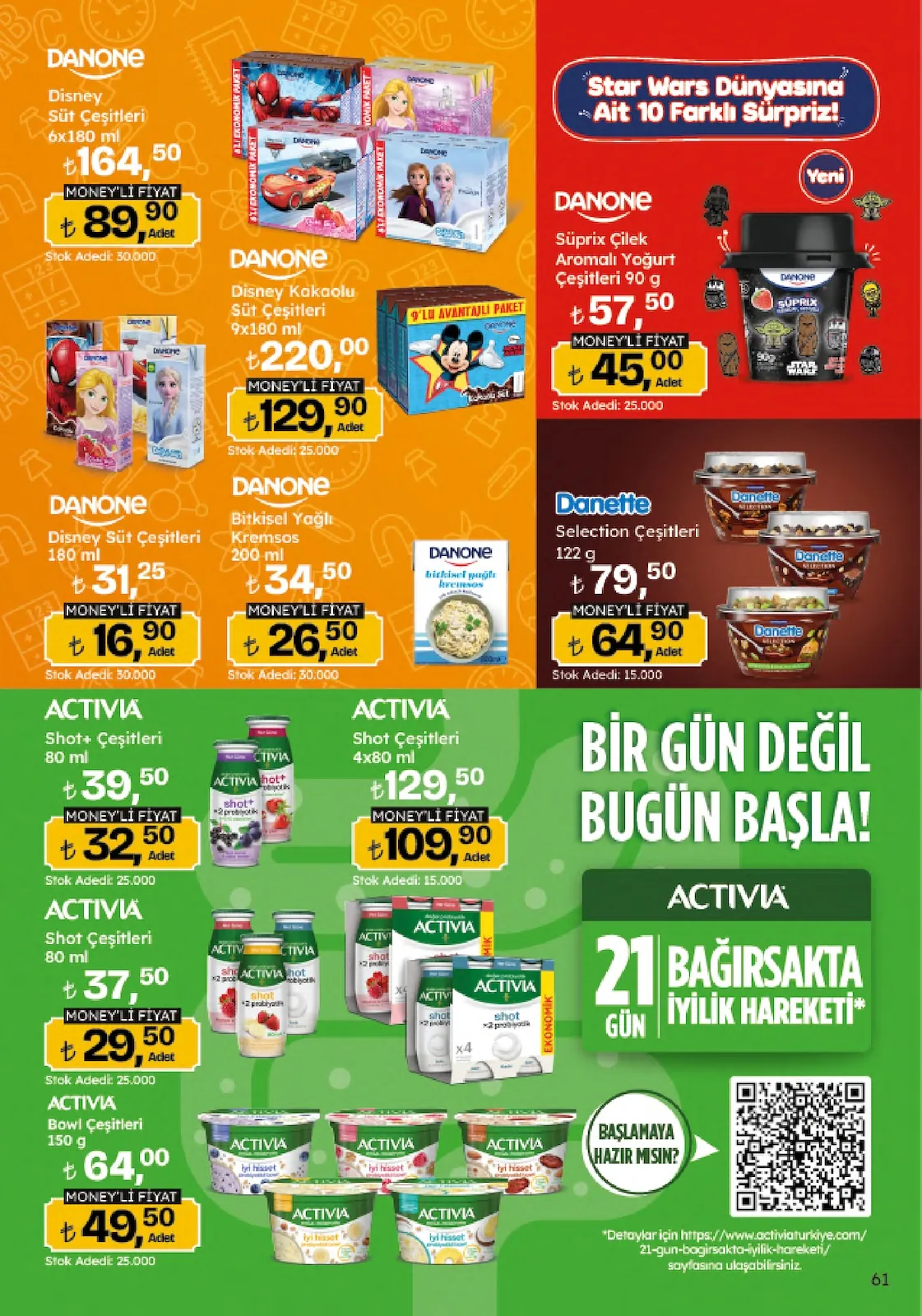 Migros Migros 4 Haziran 2026 Aktüel Kataloğu sayfa 61: Danette Selection Çeşitleri 122G, Activia Shot Çeşitleri 80Ml