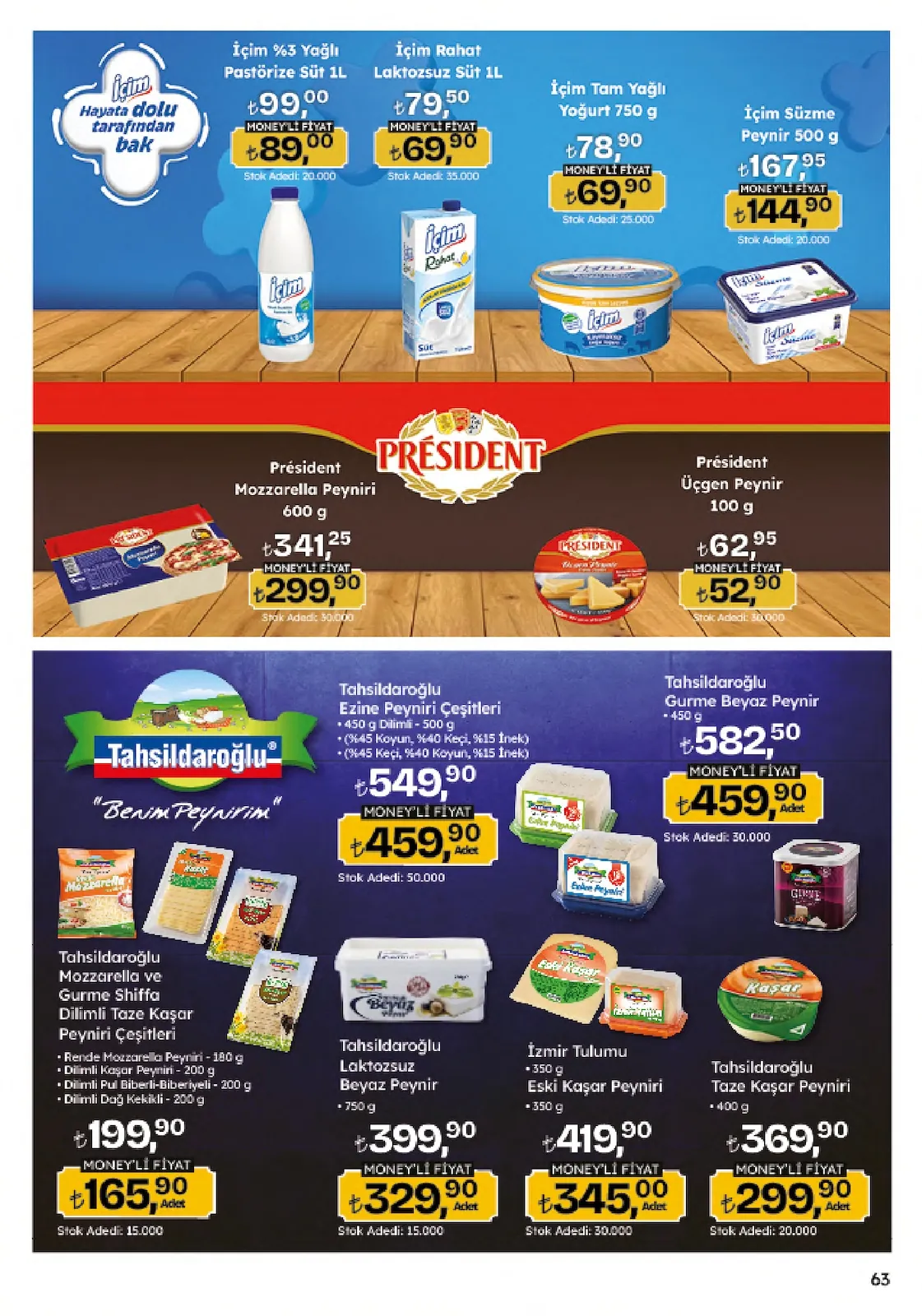 Migros Migros 4 Haziran 2026 Aktüel Kataloğu sayfa 63: Tahsildaroğlu Mozzarella Ve Gurme Shiffa Dilimli Taze Kaşar Peyniri Çeşitleri 180G, İzmir Tulumu Ve Eski Kaşar Peyniri 350G
