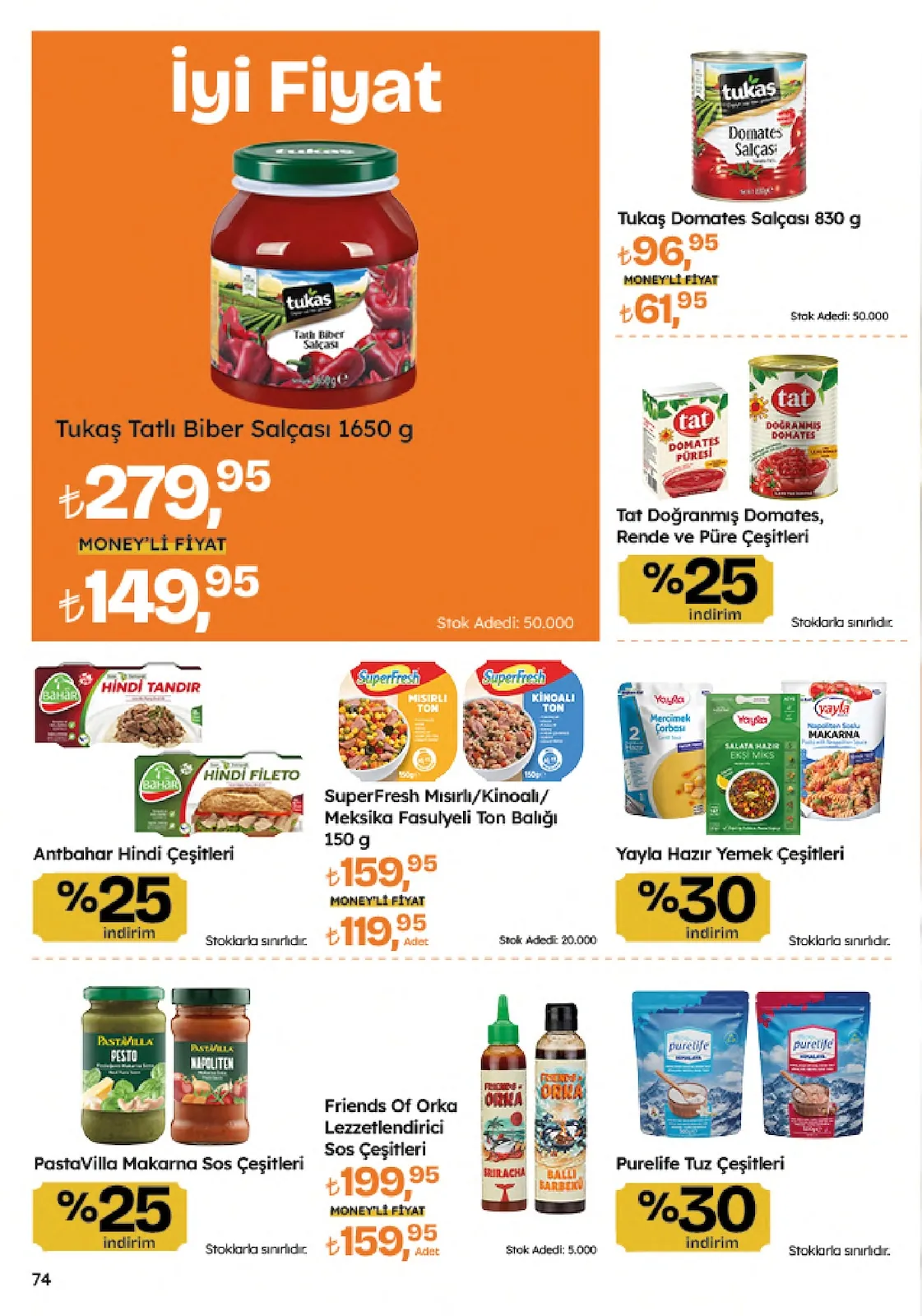 Migros Migros 4 Haziran 2026 Aktüel Kataloğu sayfa 74: Tukaş Tatlı Biber Salçası 1650 G, Tukaş Domates Salçası 830 G
