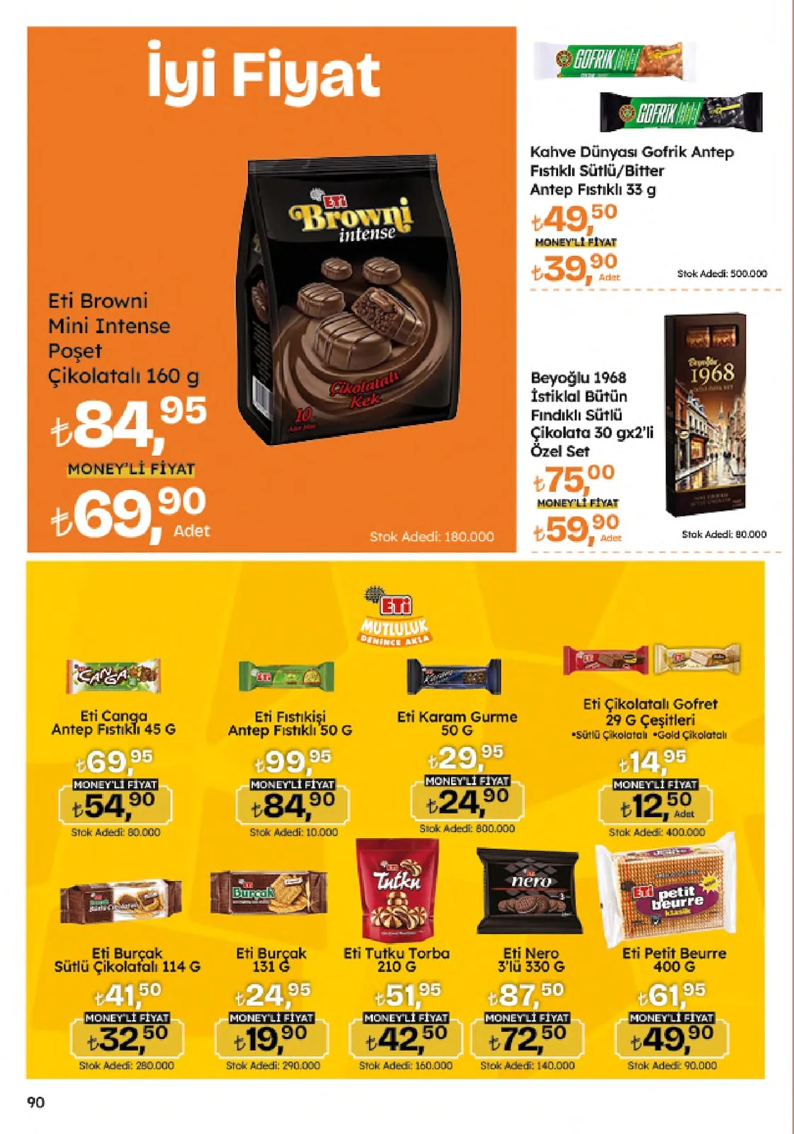 Migros Migros 4 Haziran 2026 Aktüel Kataloğu sayfa 90: Eti Browni Mini Intense Çikolatalı 160 G, Kahve Dünyası Gofrik Antep Fıstıklı Sütlü/Bitter Antep Fıstıklı 33 G