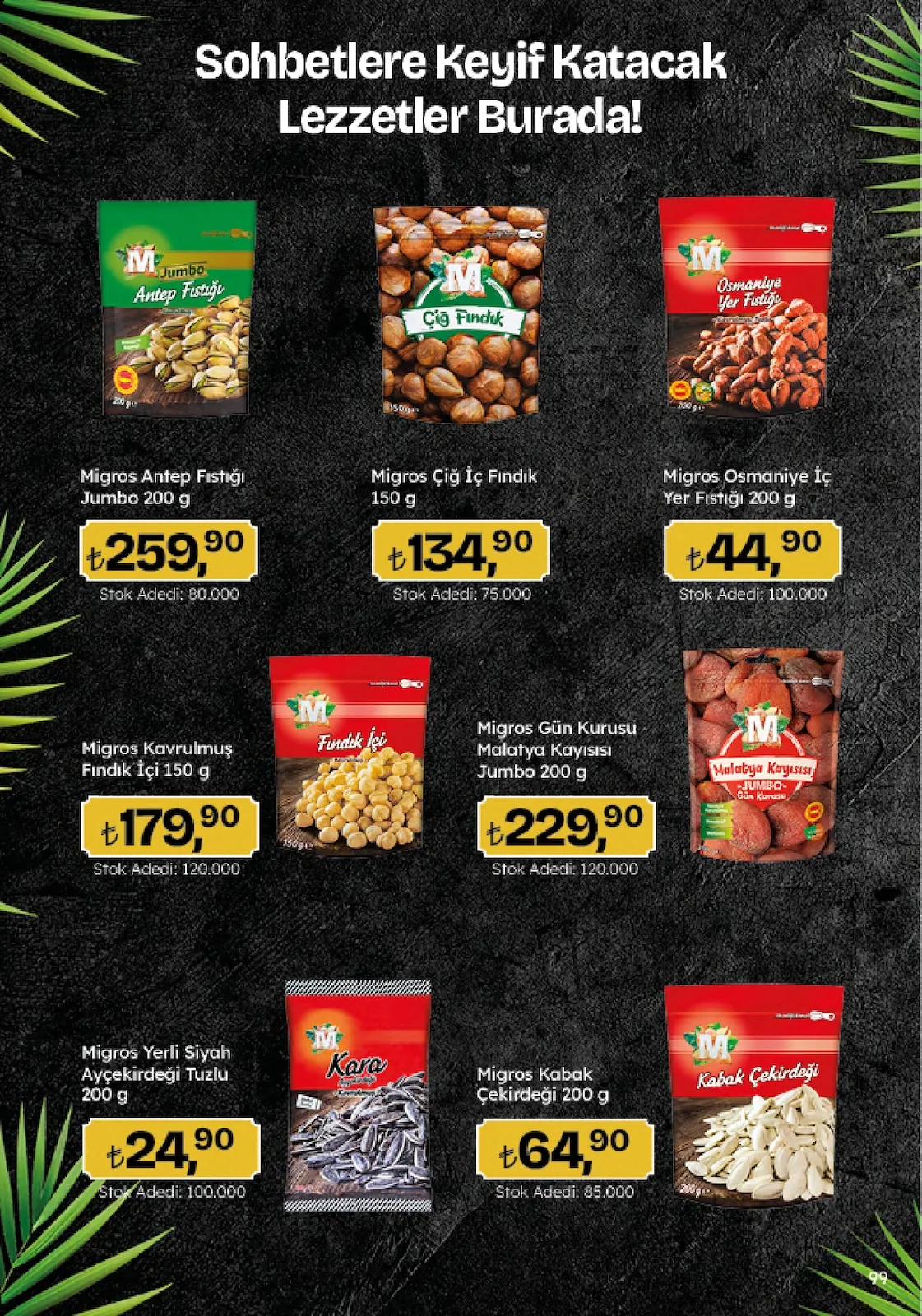 Migros Migros 4 Haziran 2026 Aktüel Kataloğu sayfa 99: Migros Antep Fıstığı Jumbo 200 G, Migros Çiğ İç Fındık 150 G