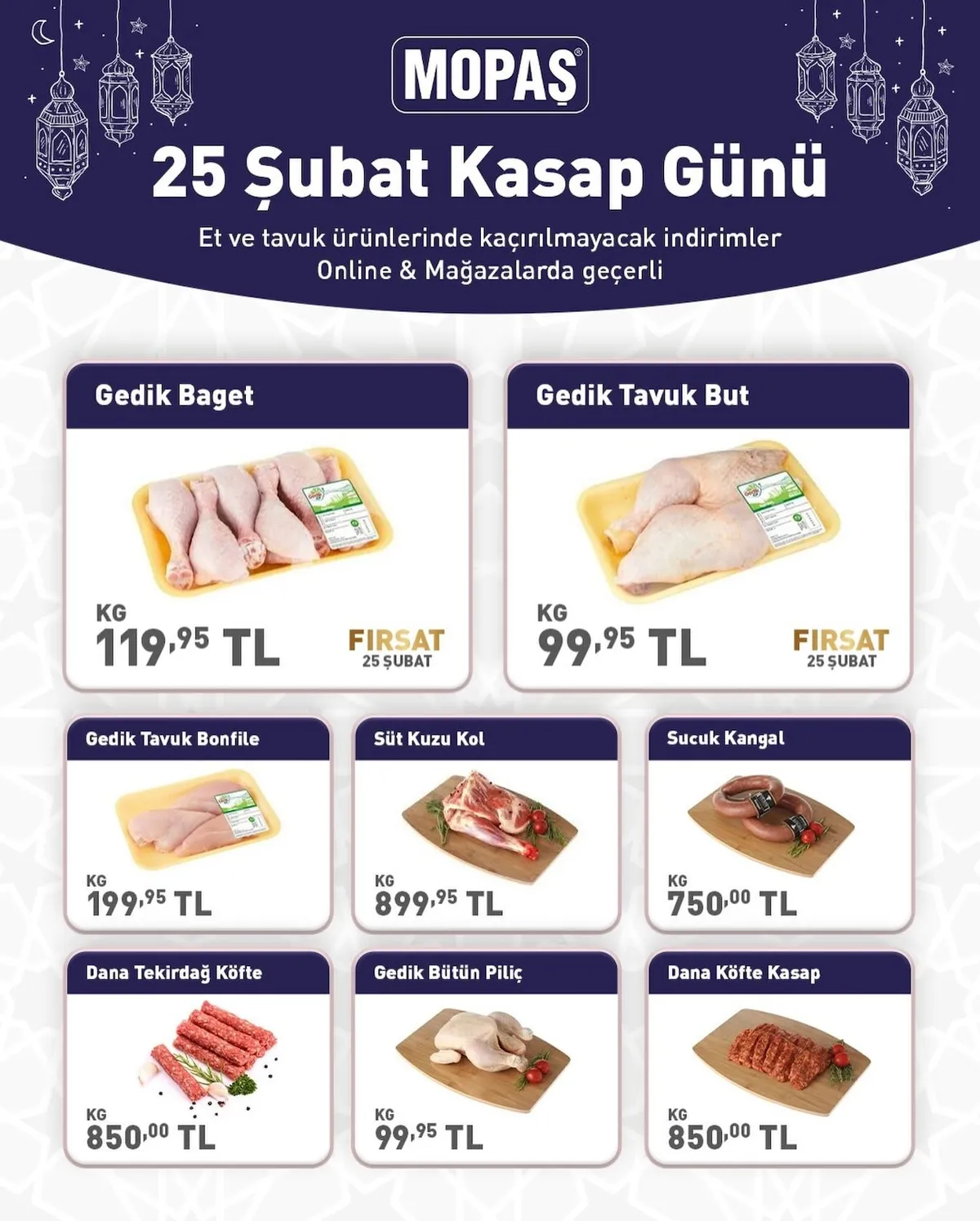 Mopaş Mopaş 25 Şubat 2026 Aktüel Kataloğu sayfa 1: Tavuk Bütün Kg, Gedik Tavuk Bonfile Kg
