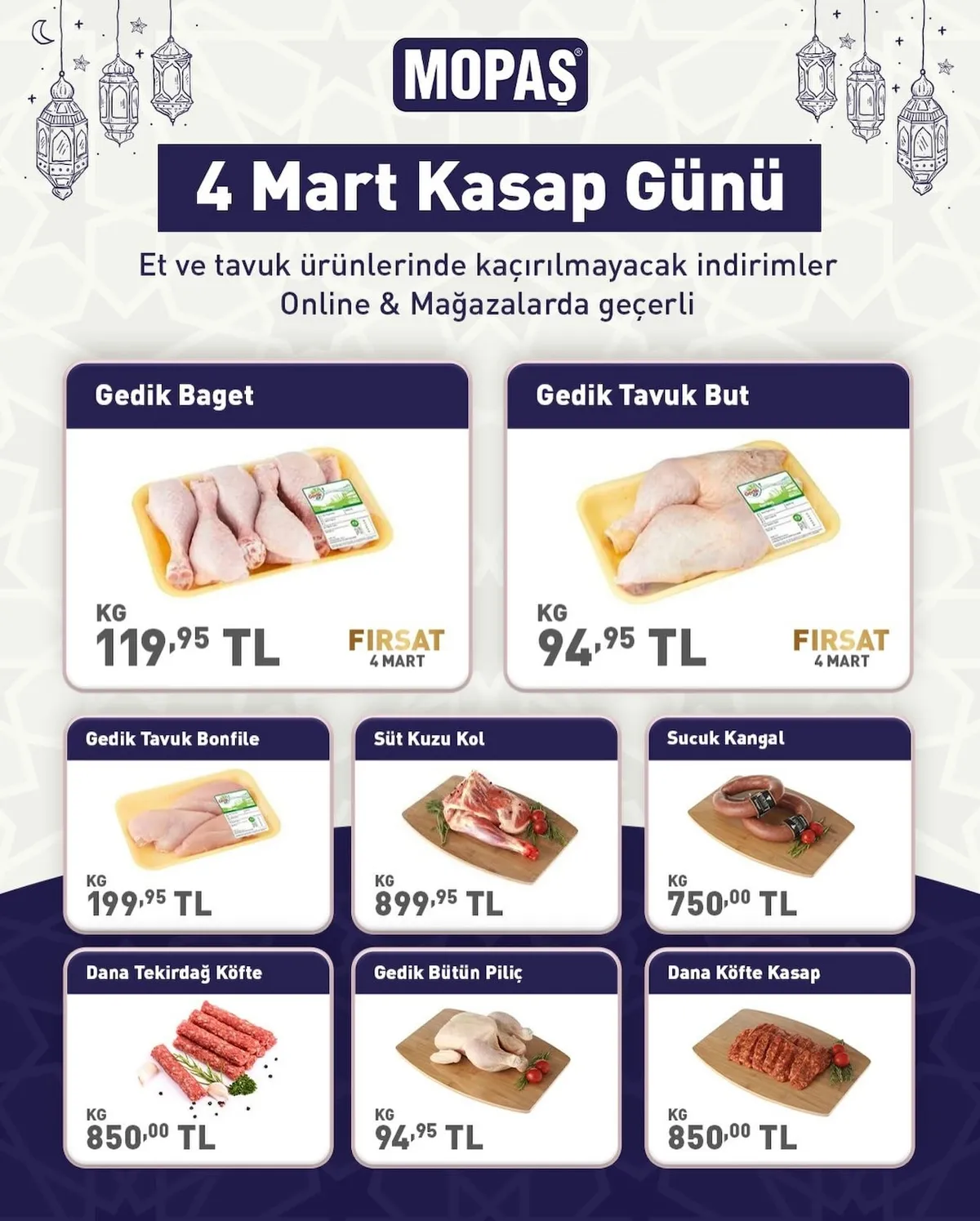 Mopaş Mopaş 4 Mart 2026 Aktüel Kataloğu sayfa 1: Dana Adana Kg, Dana Tekirdağ Köfte Kg