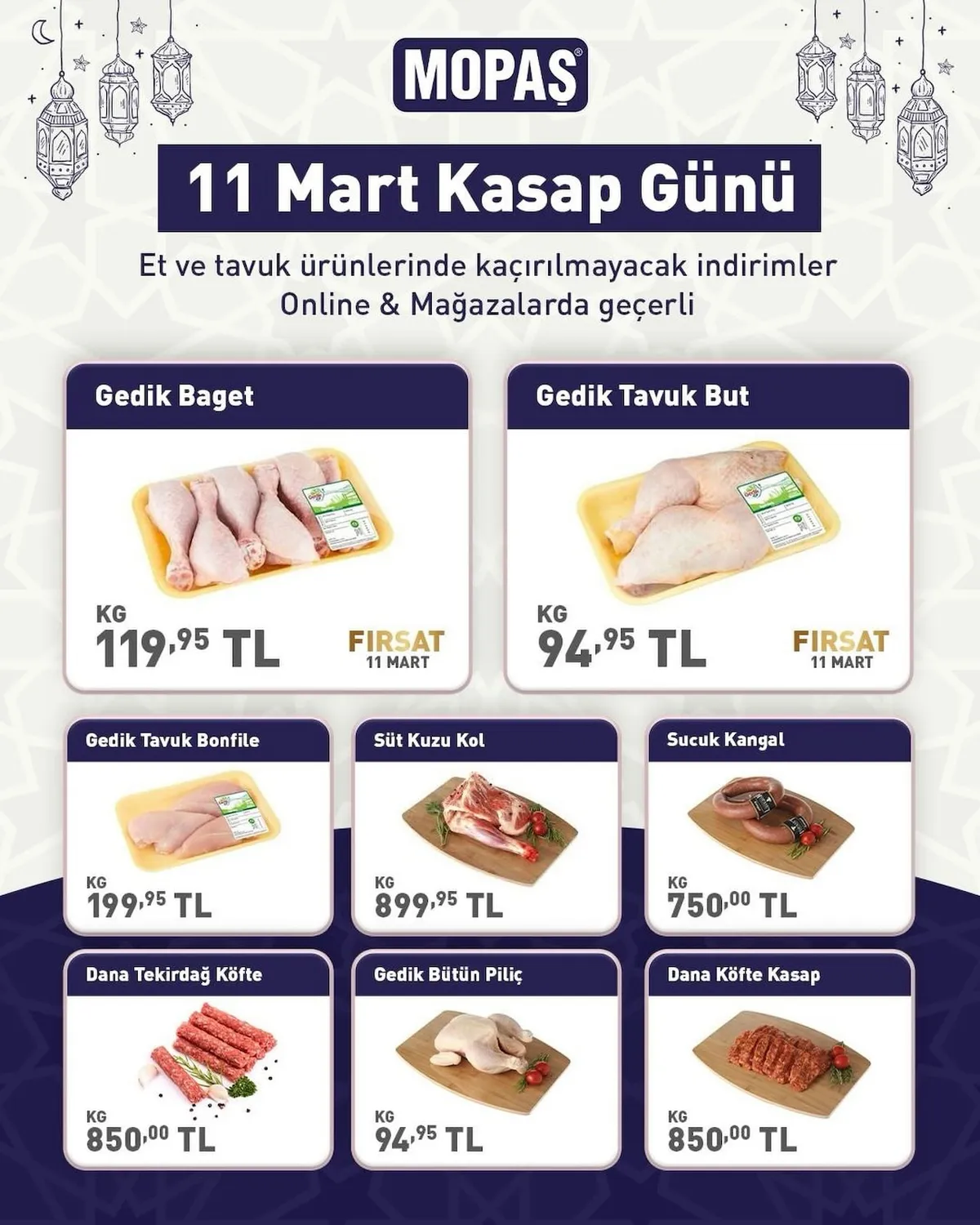 Mopaş Mopaş 11 Mart 2026 Aktüel Kataloğu sayfa 1: Süt Kuzu Kol, Gedik Tavuk Bonfile