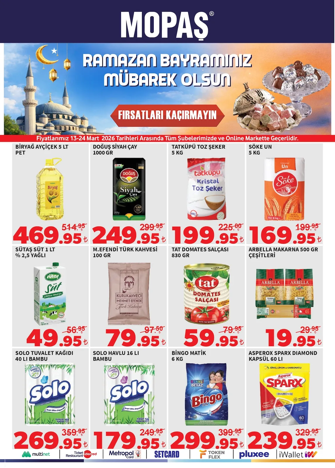 Mopaş Mopaş 13 Mart 2026 Aktüel Kataloğu sayfa 1: Solo Havlu 16 Li Bambu, Bingo Matik 6 Kg