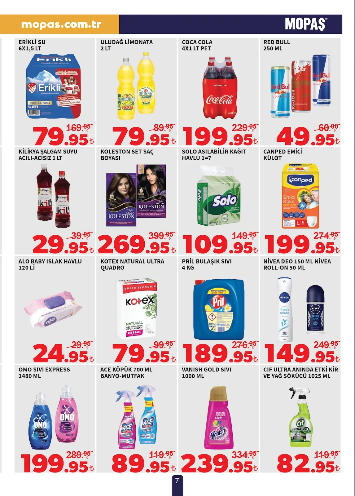 Mopaş Mopaş 13 Mart 2026 Aktüel Kataloğu sayfa 7: Ace Köpük 700 Ml Banyo-Mutfak, Red Bull 250 Ml