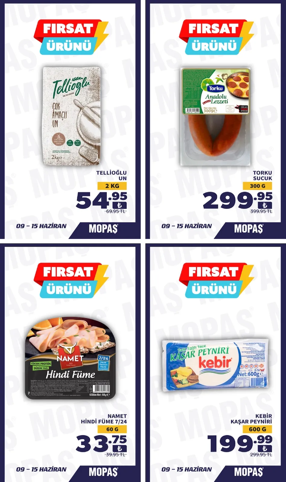 Mopaş Mopaş 9 Haziran 2026 Aktüel Kataloğu sayfa 1: Torku Sucuk 300 G, Tellioglu Un 2 Kg