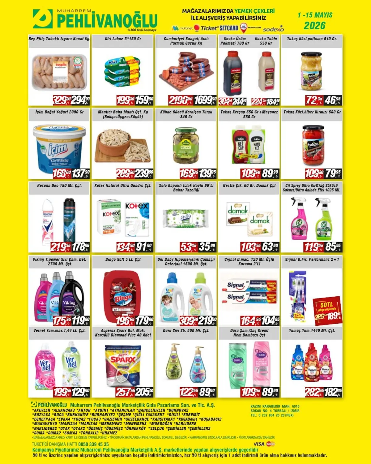 Muharrem Muharrem Pehlivanoğlu 1 Mayıs 2026 Aktüel Kataloğu sayfa 2: Rexona Deo 150 Ml. Çeşitli, Nestle Çikolata 60 Gr. Damak Çeşit