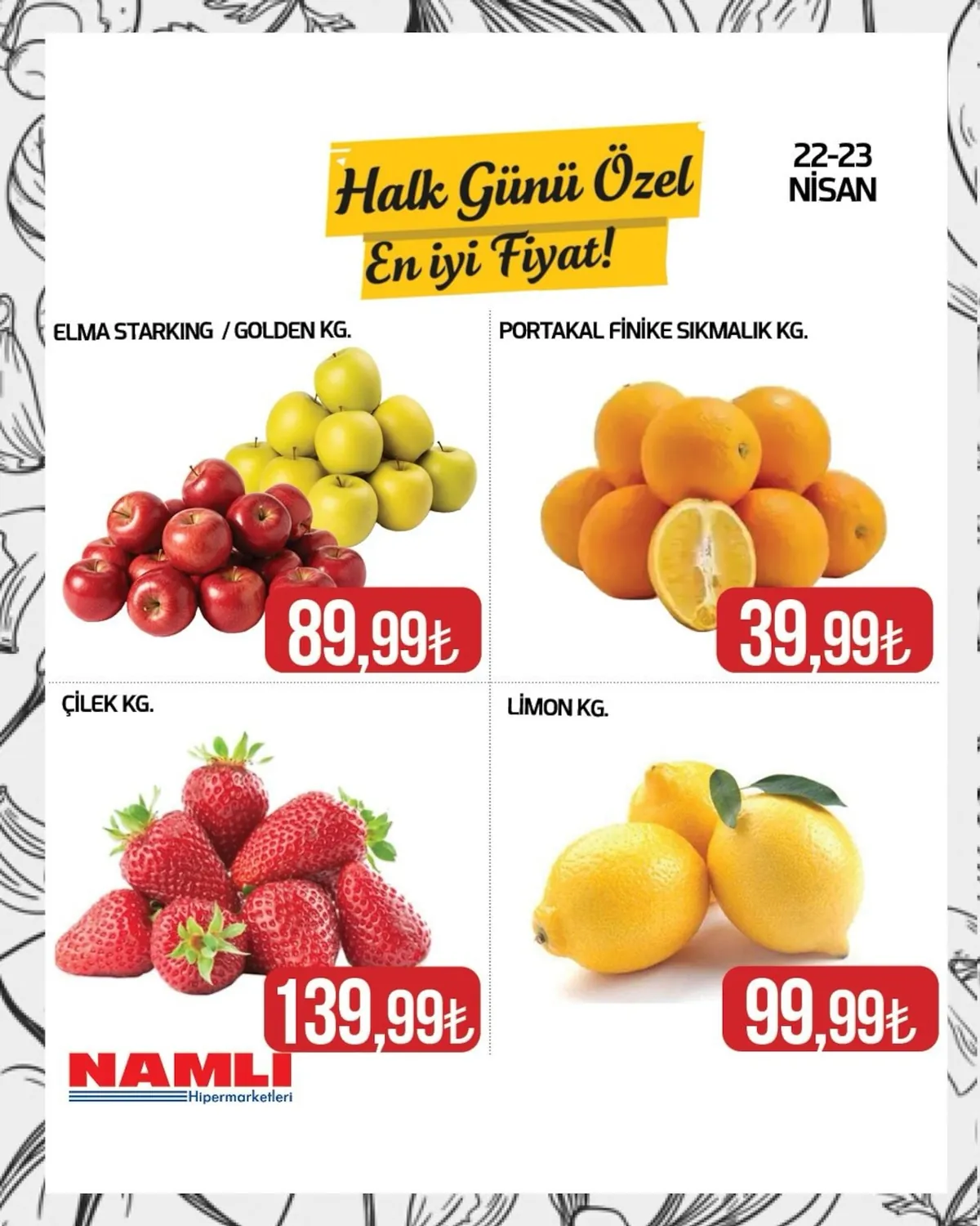 Namlı Namlı Hipermarketleri 22 Nisan 2026 Aktüel Kataloğu sayfa 2: Çilek Kg., Limon Kg.