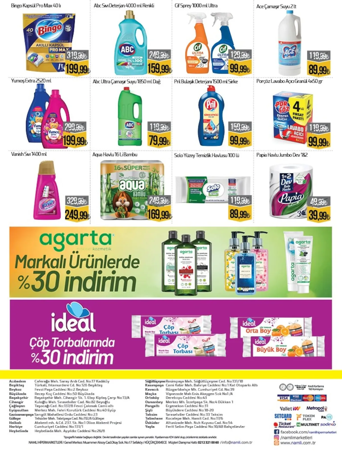 Namlı Namlı Hipermarketleri 24 Nisan 2026 Aktüel Kataloğu sayfa 4: Pril Bulaşık Deterjanı 1500Ml Sirke, Abc Sıvı Deterjan 4000Ml Renkli