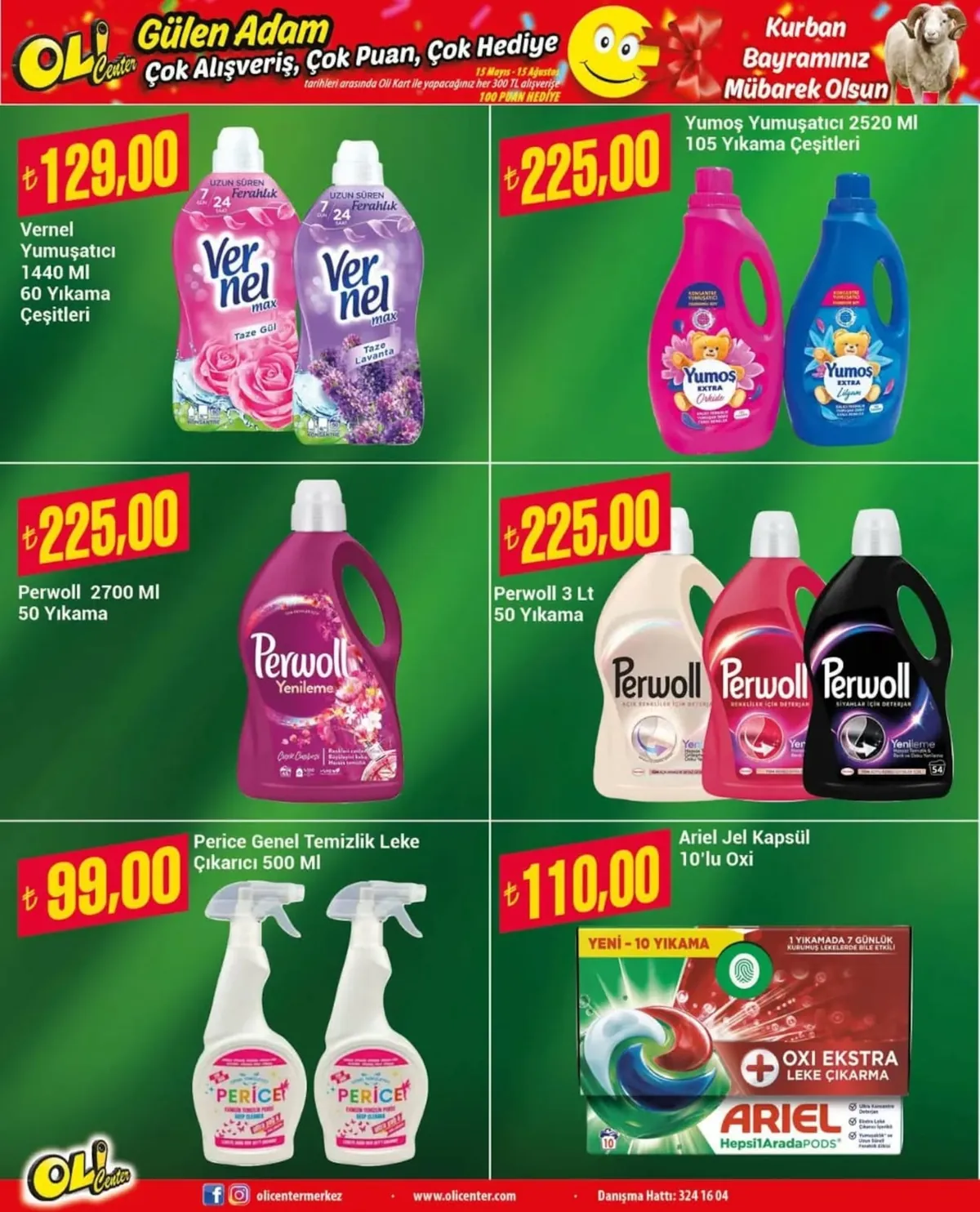 Oli Oli Center 15 Mayıs 2026 Aktüel Kataloğu sayfa 10: Vernel Yumuşatici 1440 Ml 60 Yikama Çeşitleri, Yumos Yumuşatici 2520 Ml 105 Yikama Çeşitleri